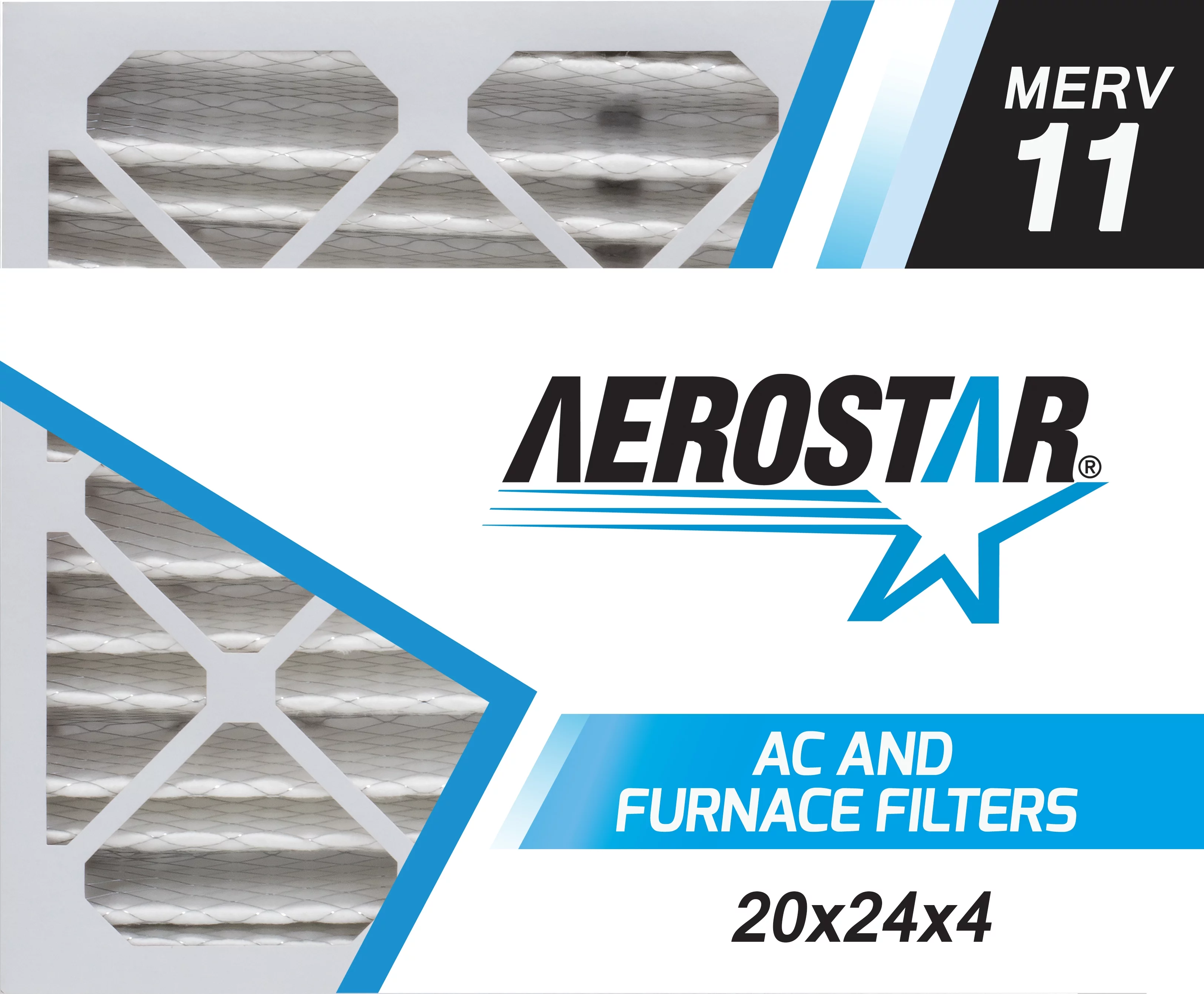 Aerostar 20x24x4 MERV 11, Pleated Air Filter, 20 x 24 x 4, Box of 6, Made in the USA