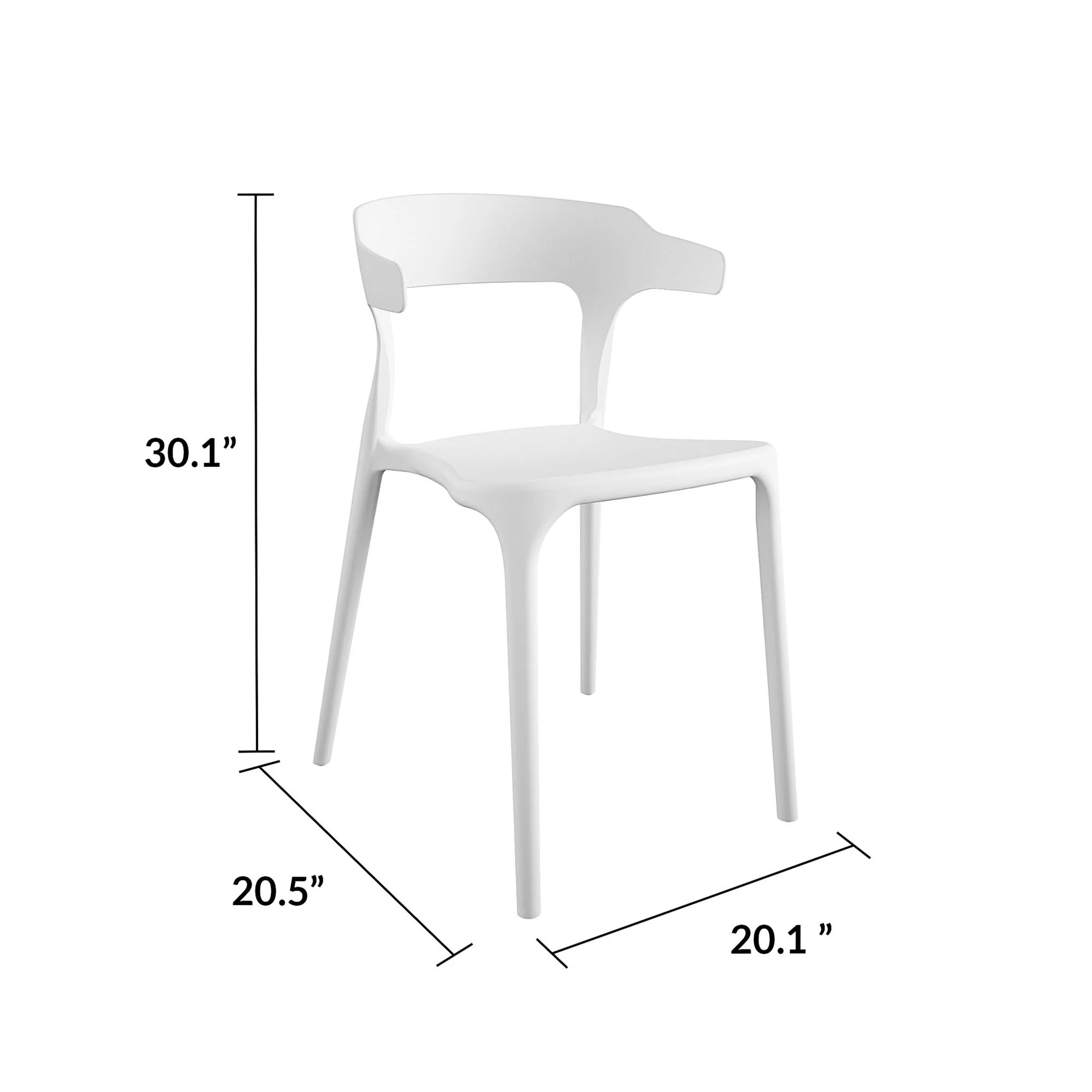 Novogratz Poolside Collection, Felix Stacking Dining Chairs, Indoor/Outdoor, 4-Pack, White