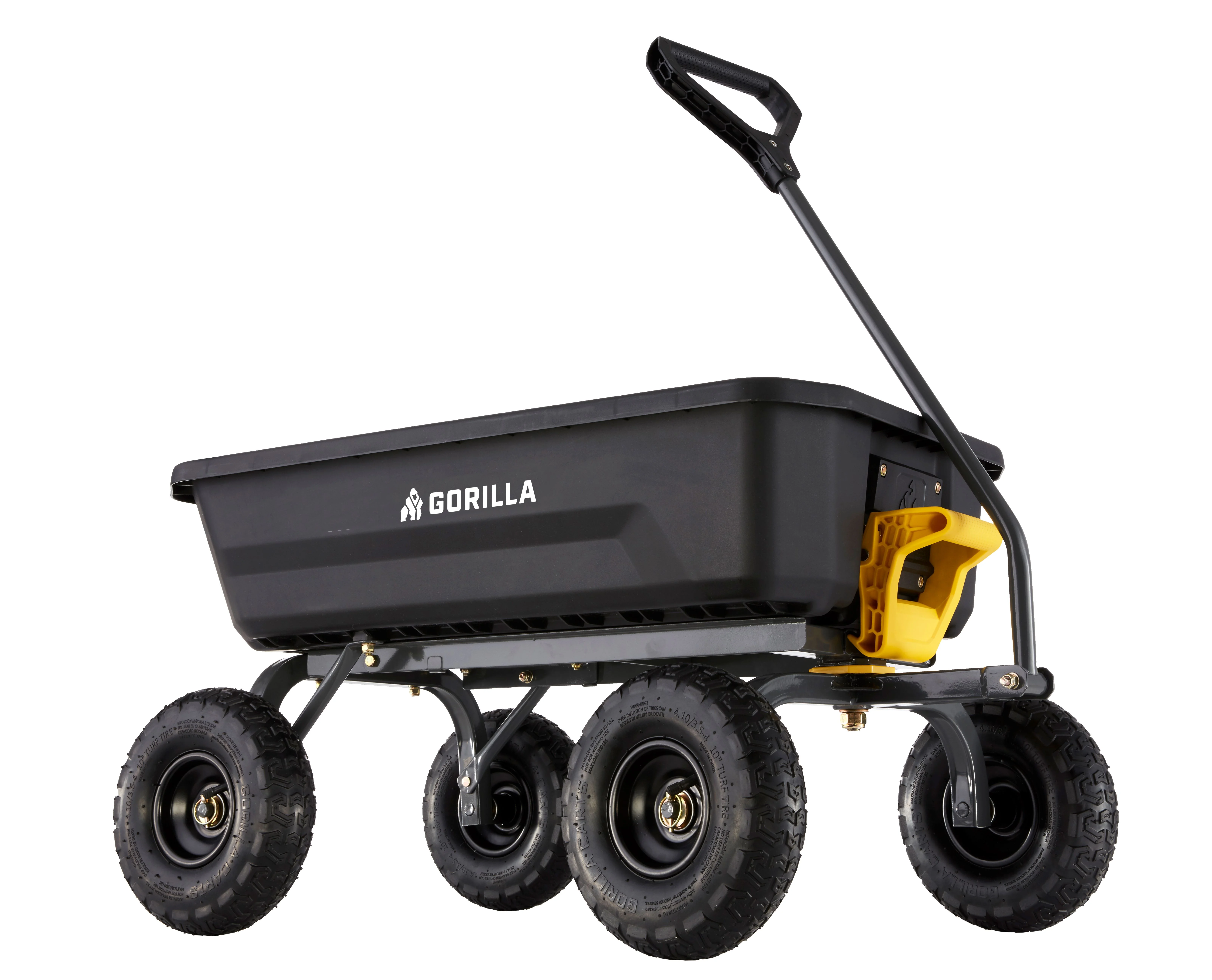 Gorilla Carts 4 cu. ft. Poly Dumping Garden Cart, 600 lbs. Capacity, 35 in. x 22 in. Bed, 10 in. Tires