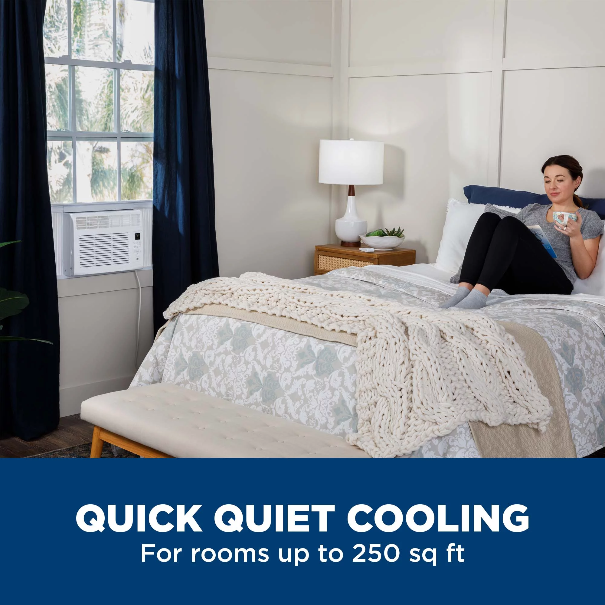 GE 6,000 BTU Window Air Conditioner, Cools up to 250 Sq ft, Easy Install Kit & Remote Included, 115V