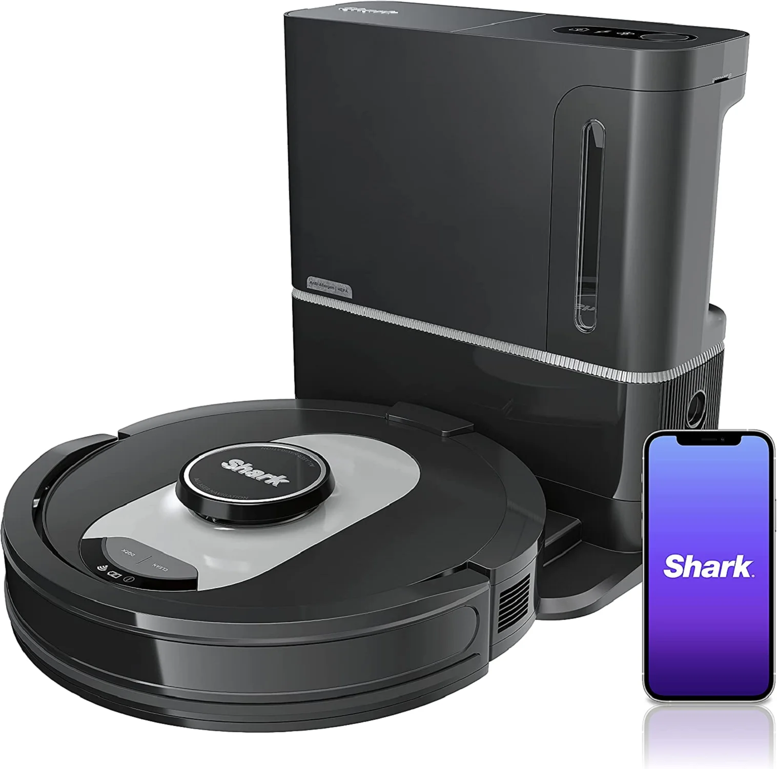 Restored Shark UR2350AE AI Ultra Robot Vacuum with XL HEPA Self-Empty Base, Bagless, 60-Day Capacity (Refurbished)