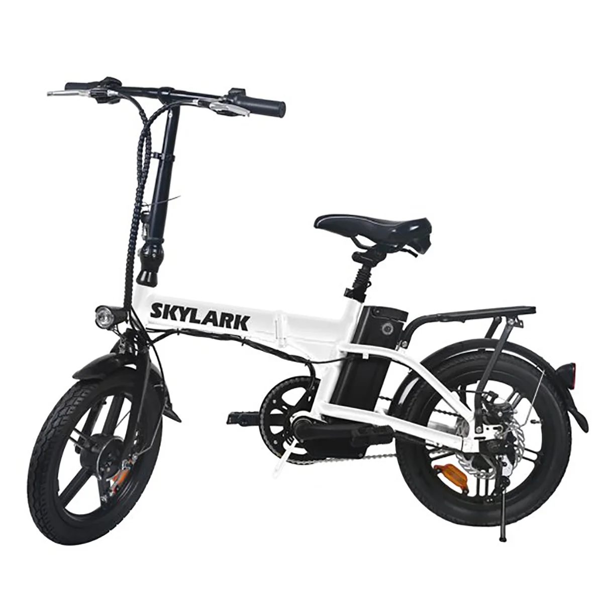 Nakto 16in SKYLARK White Folding City Electric Bicycle/Bike for Men & Women 350w Motor 36V 10Ah Long Lasting Lithium-Ion Battery