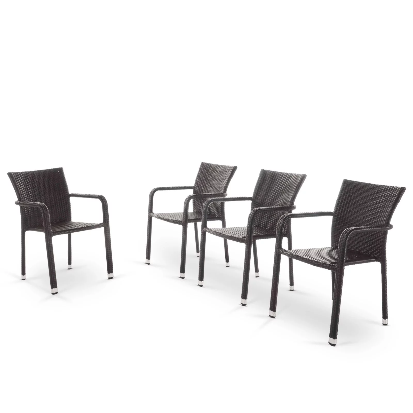 Christopher Knight Home Dover Outdoor Wicker Armed Lightweight Stacking Chairs (Set of 4) by Brown
