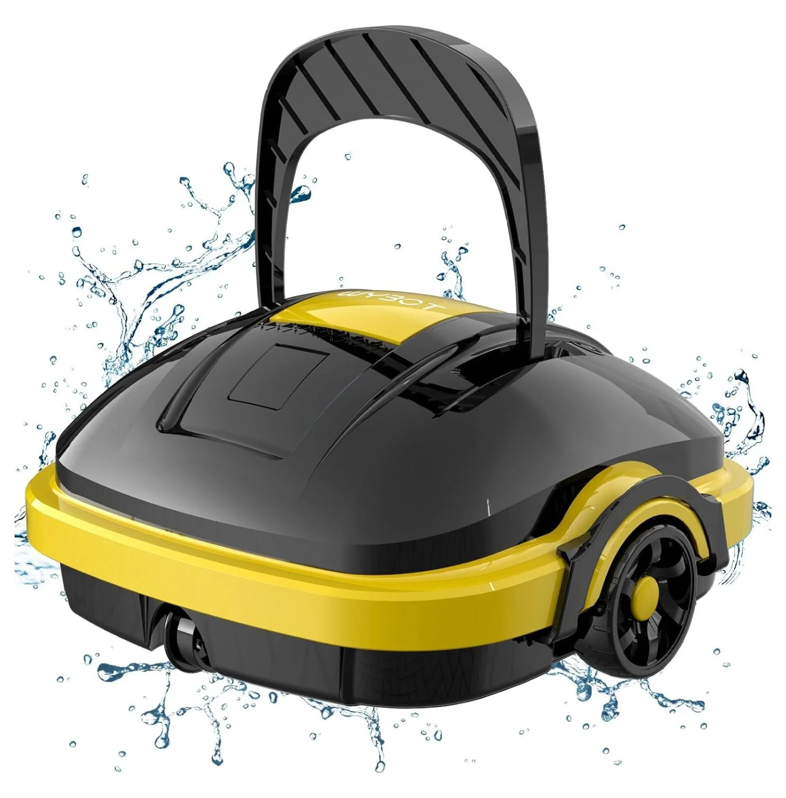 Cordless Robotic Pool Cleaner, Automatic Pool Vacuum, Powerful Suction, Dual-Motor, 180μm Fine Filter for Above/In Ground Flat Pool-Yellow&Black