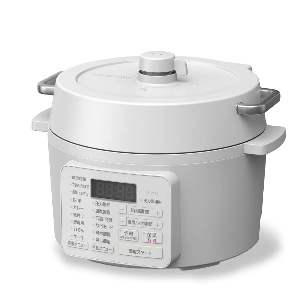 Iris Oyama Electric pressure cooker 2.2L 2WAY type Grill pan 6 types of automatic menu 65 menu with recipe book white PC-MA2-W