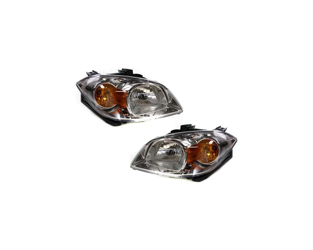 Headlight Compatible With 2005-2008 Chevrolet Cobalt 2007-2009 Pontiac G5 SET of 2 Left Driver and Right Passenger Side Halogen With bulb(s)