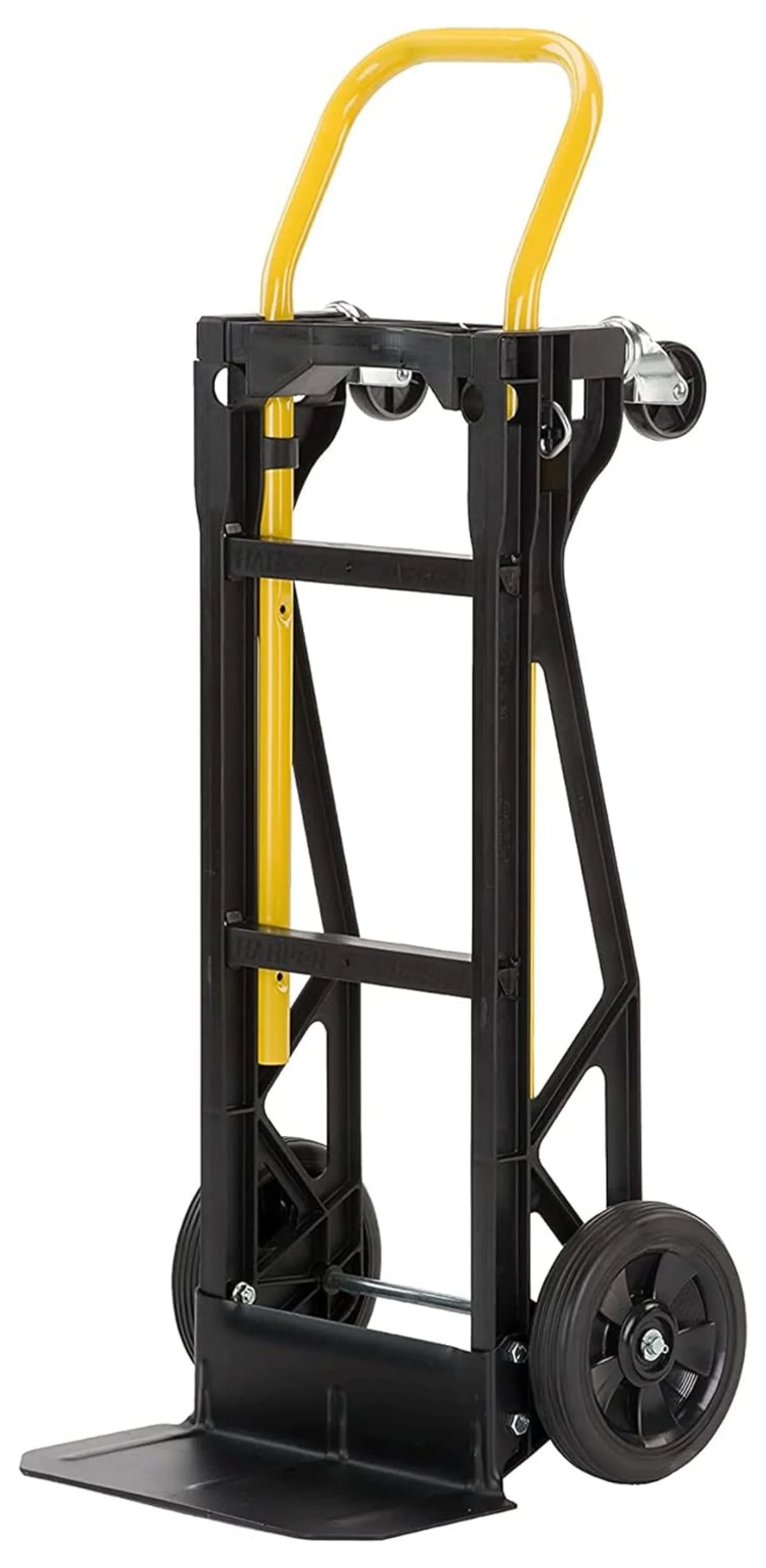saney Trucks Heavy Duty Nylon Frame Convertible Hand Truck Dolly Cart with Adjustable Telescopic Frame and Pneumatic Wheels, Black