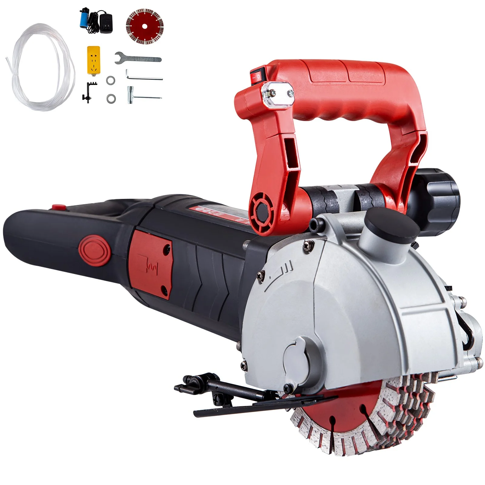 VEVOR 4800W Wall Chaser - 42mm Cutting Width, 41mm Cutting Depth - Wall Groove Cutting Machine with 8 Saw Blades - Dustless Operation