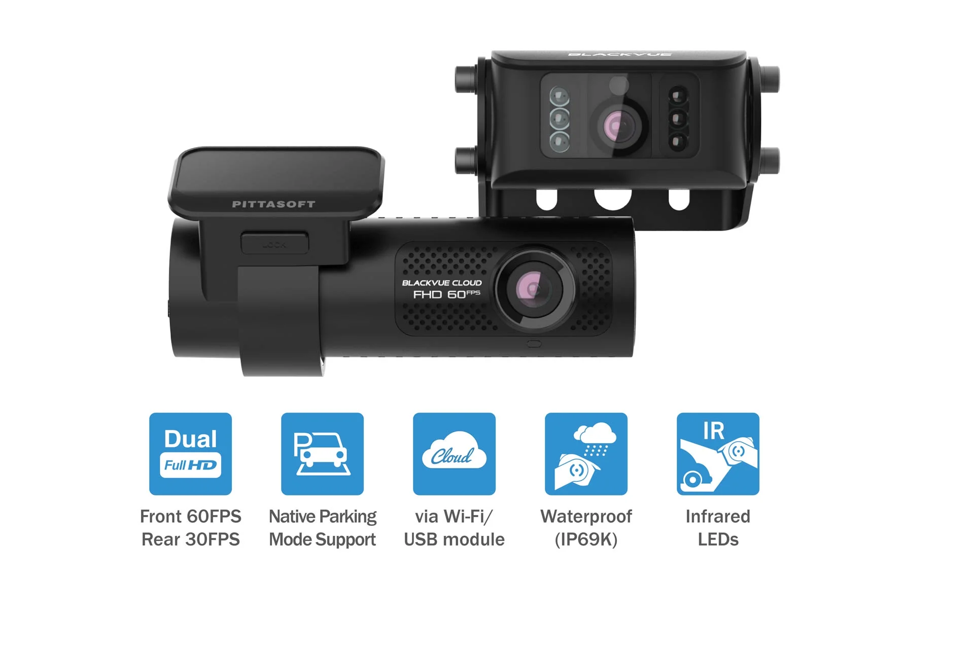 BlackVue DR770X-2CH-TRUCK Front + Waterproof Exterior Dash Cam With 64GB Card | Cloud-Ready 1080p 60FPS GPS & WiFi