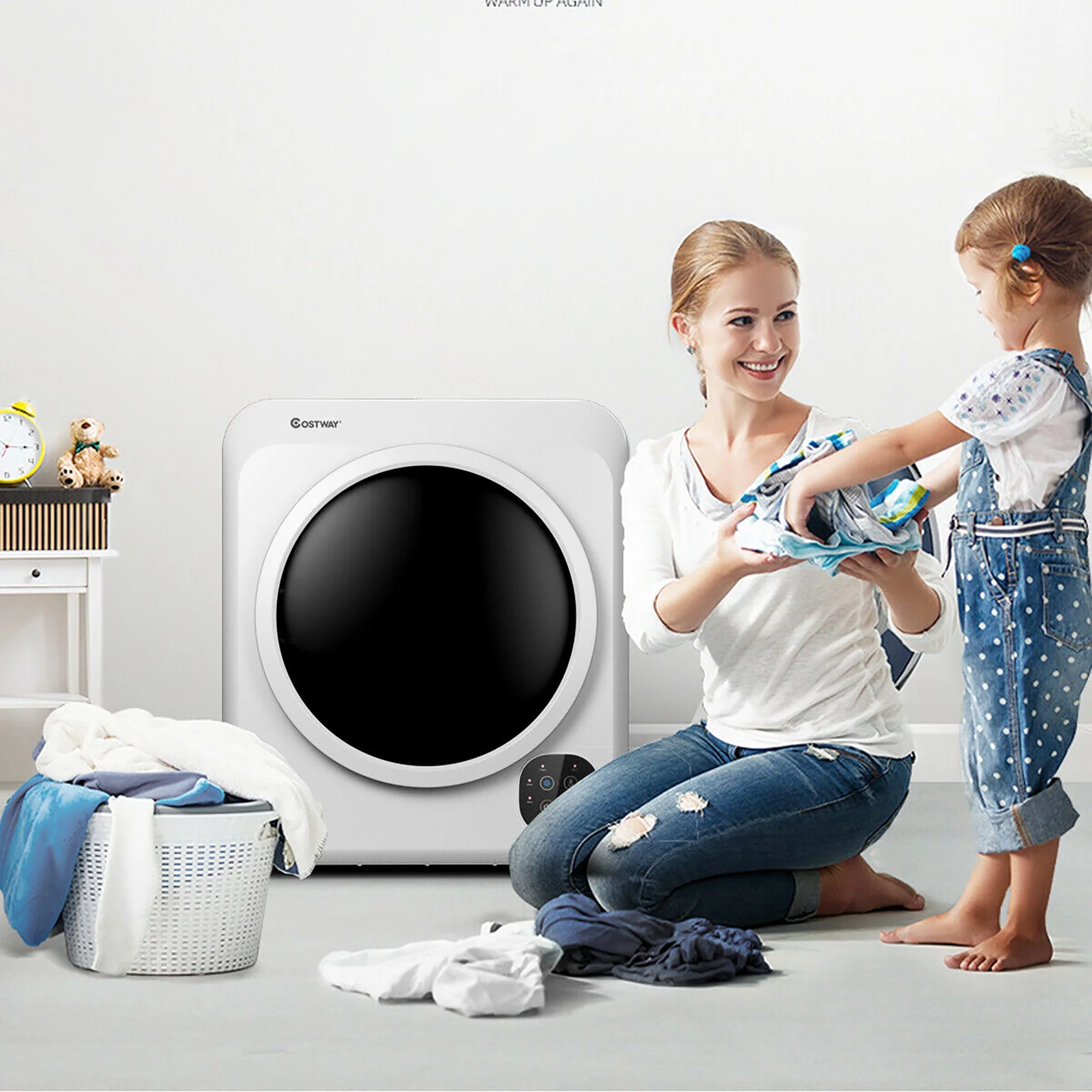 Costway 1700W Portable Clothes Dryer Electric Tumble Laundry Dryer Stainless Steel Tub 13.2 lbs /3.22 Cu.Ft