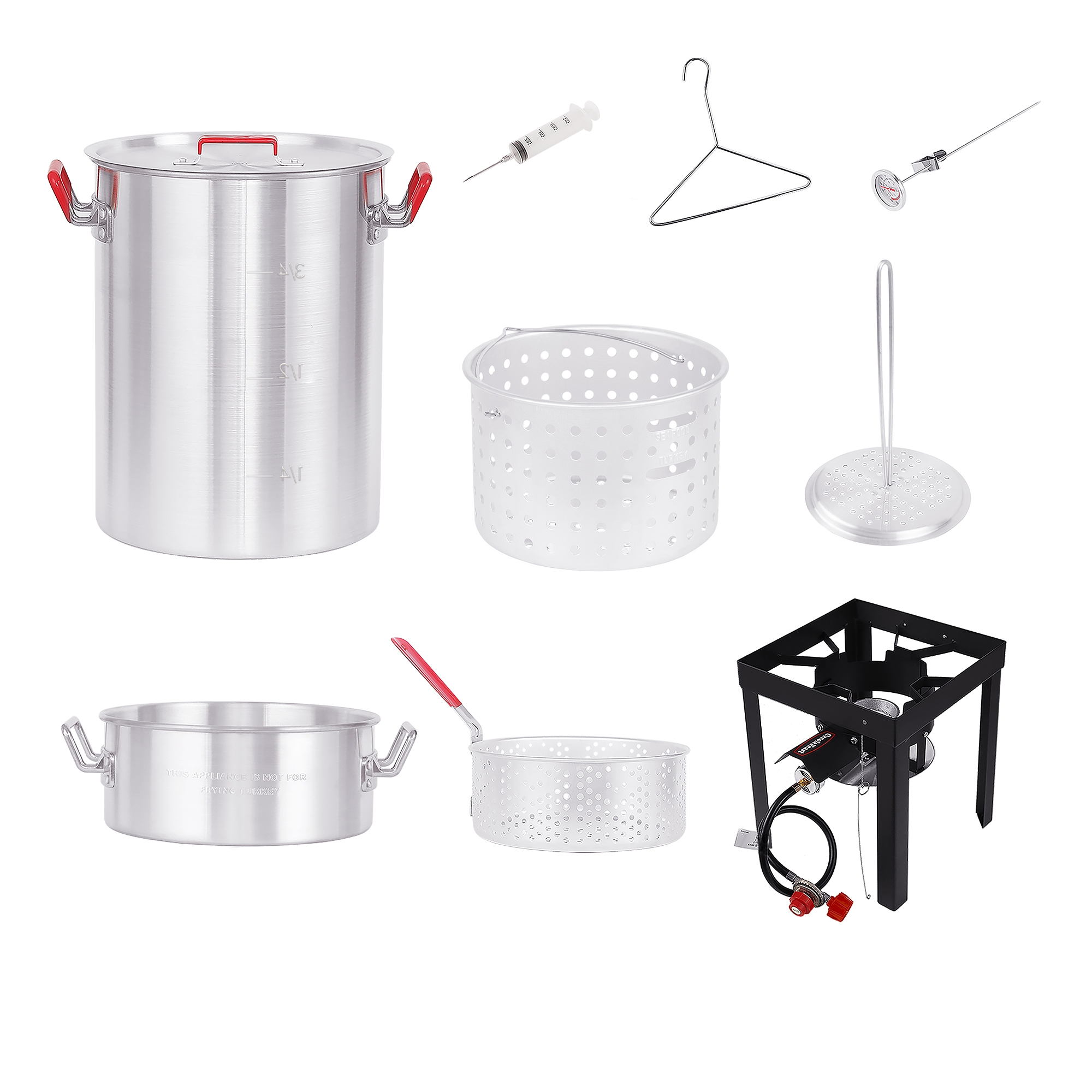 Creole Feast, TFK3001, 30 Qt. Turkey and 10 Qt. Fish Fryer Boiler Steamer Kit with Marinade Injector