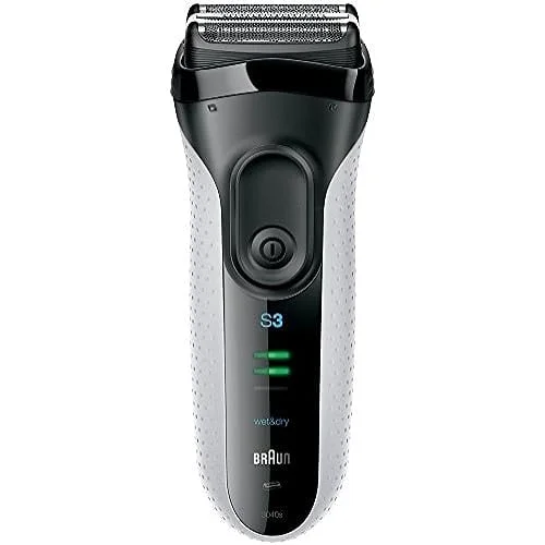 Brown Men's electric shaver Series 3 3040s-W 3 blades Can be washed with water / shave in the bath white