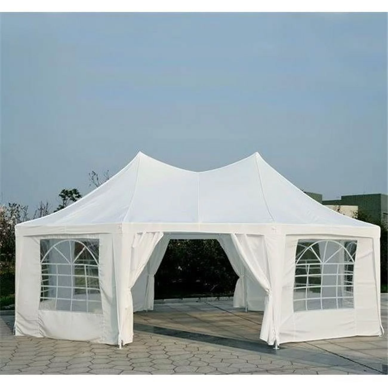 Online Gym Shop CB15413 Outdoor Octagon 8-Wall Party Canopy Gazebo Tent, White - 22 x 16 ft. & Large
