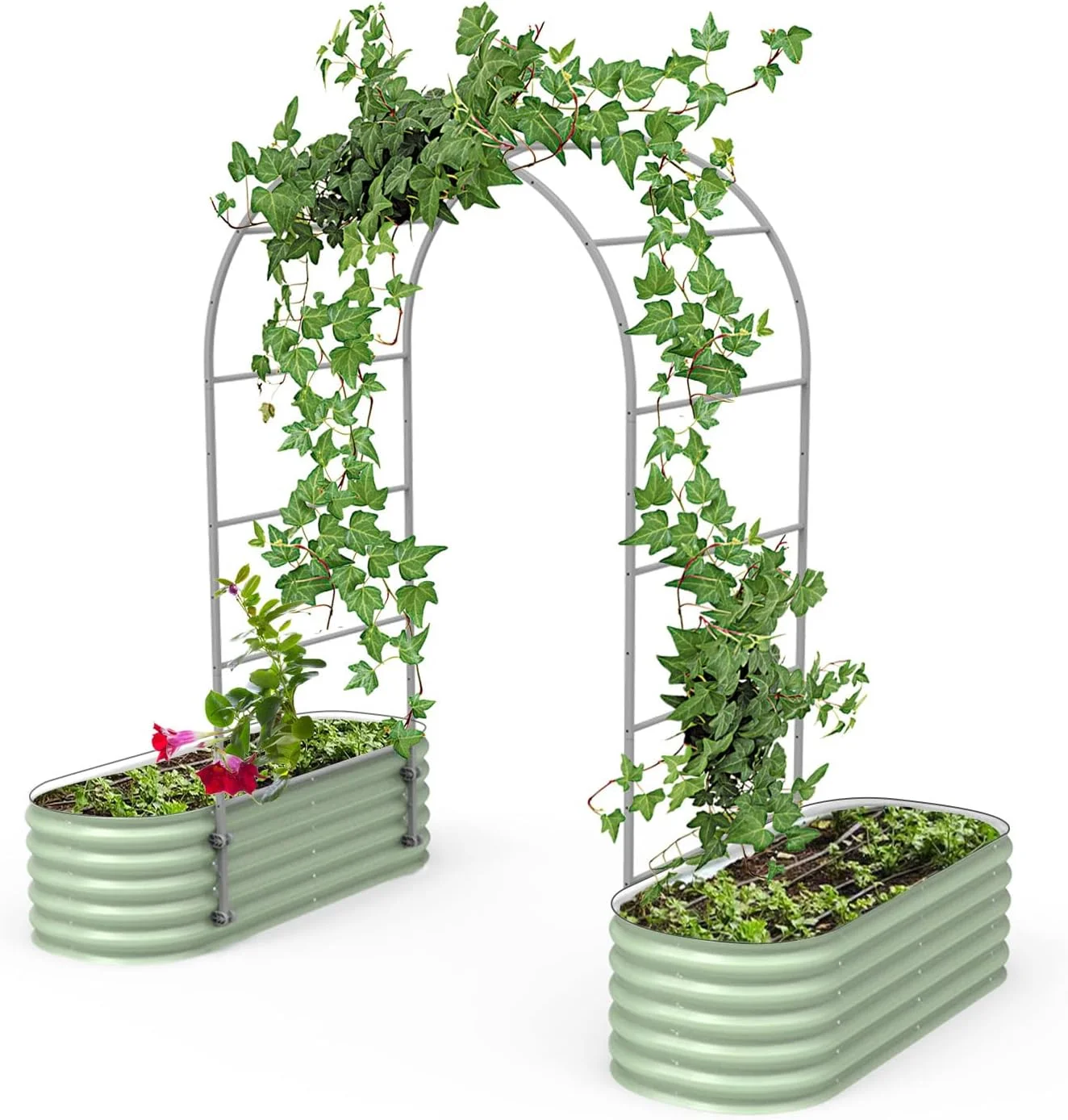 Vego Garden Modular Arched Trellis System Single Section 3.0' Long Trellis for Garden Bed