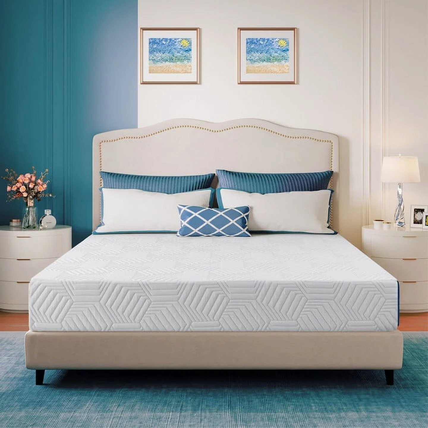 MLILY Ego Blue 10 inch King Size Mattress, Cooling Gel Memory Foam Mattress in a Box, Medium
