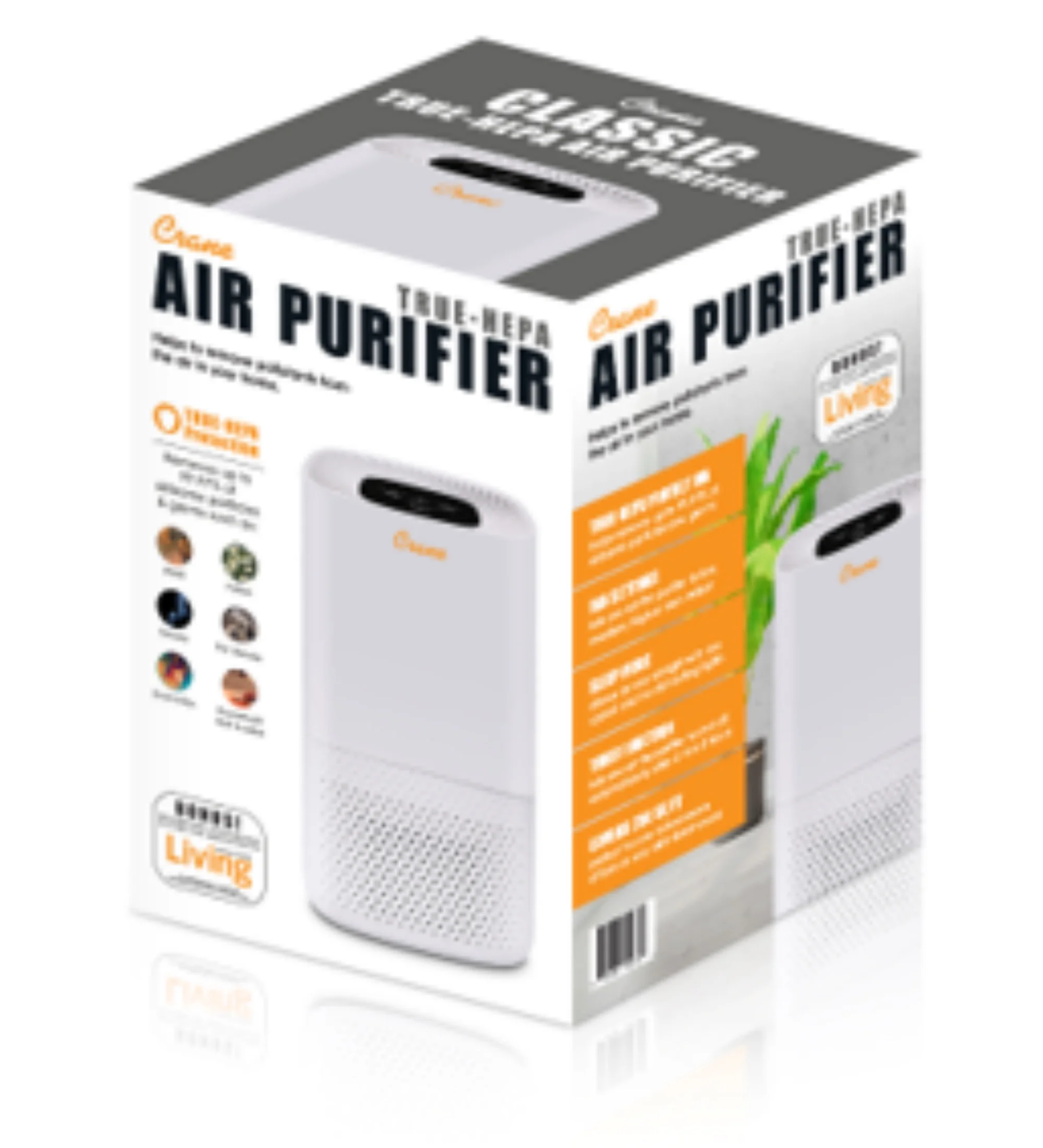 Crane True HEPA Air Purifier with UV Light, 250 Sq Feet Coverage, Multiple Functions, White