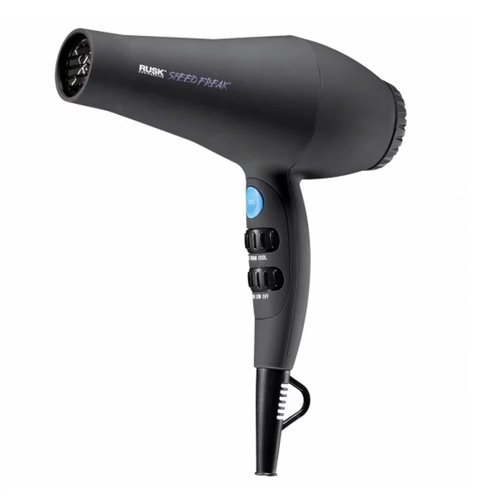 Rusk Speed Freak 2000 Watt Ceramic & Tourmaline Dryer , Option : Black Hair - Pack of 1 w/ SLEEKSHOP Teasing Comb