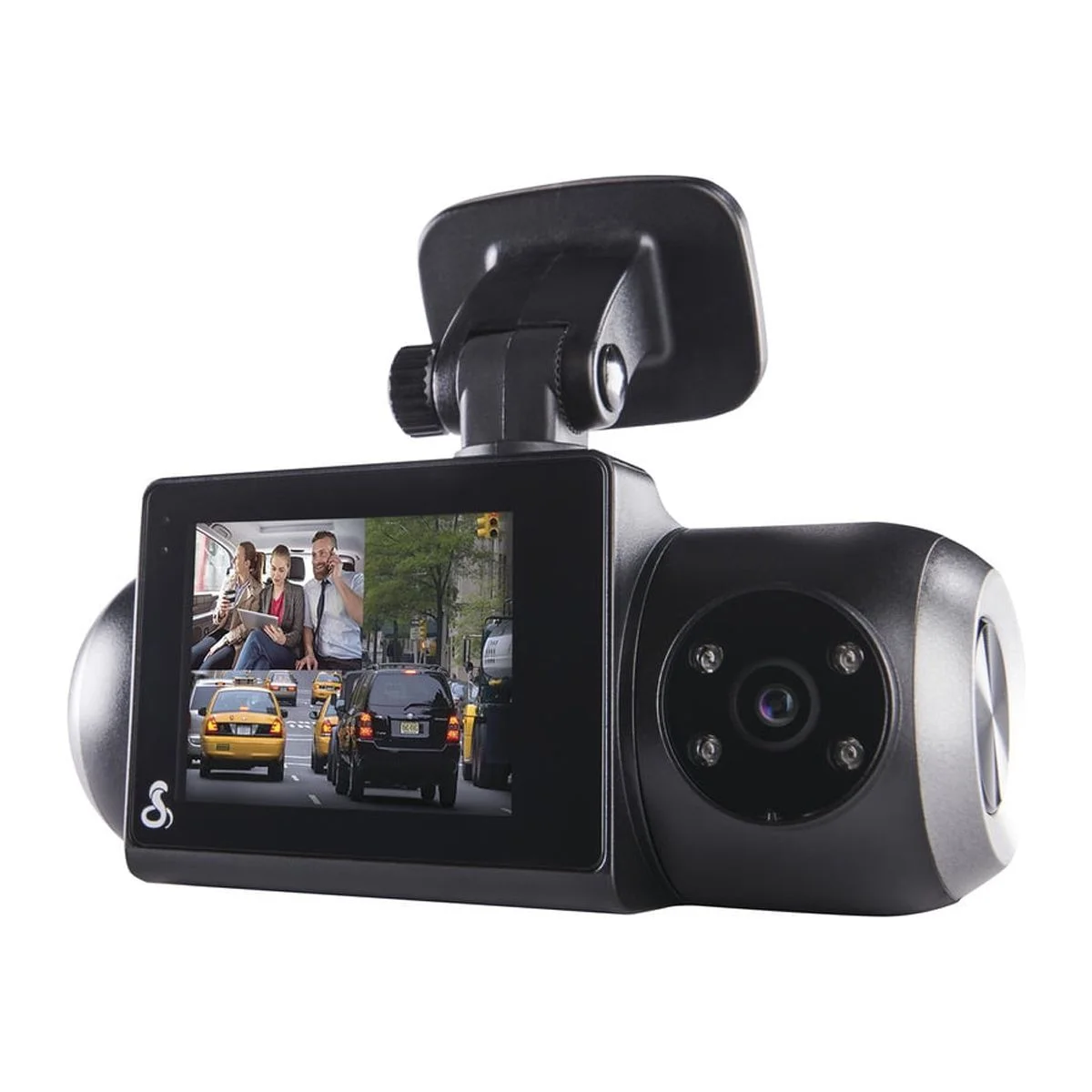 Cobra SC 201 1080P Dash Cam + Interior Night Vision Cam, Live Alerts, CarPlay Compatible Dash Camera