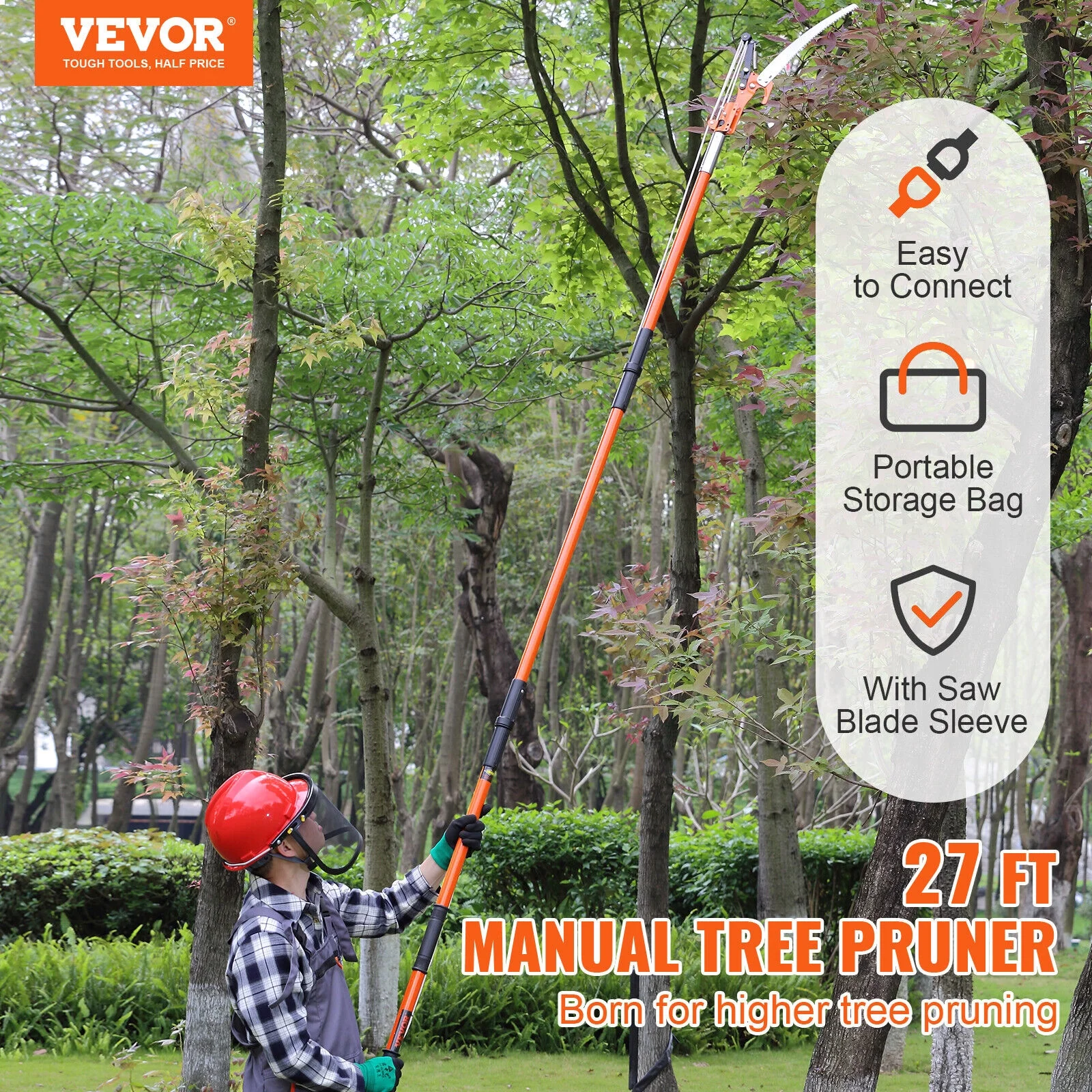 Pruning Shears for Gardening 7.3-27 ft Cutting Cordless Tree Branch Pruner Steel Blade Plant Pruning Scissors for Tree Trimming