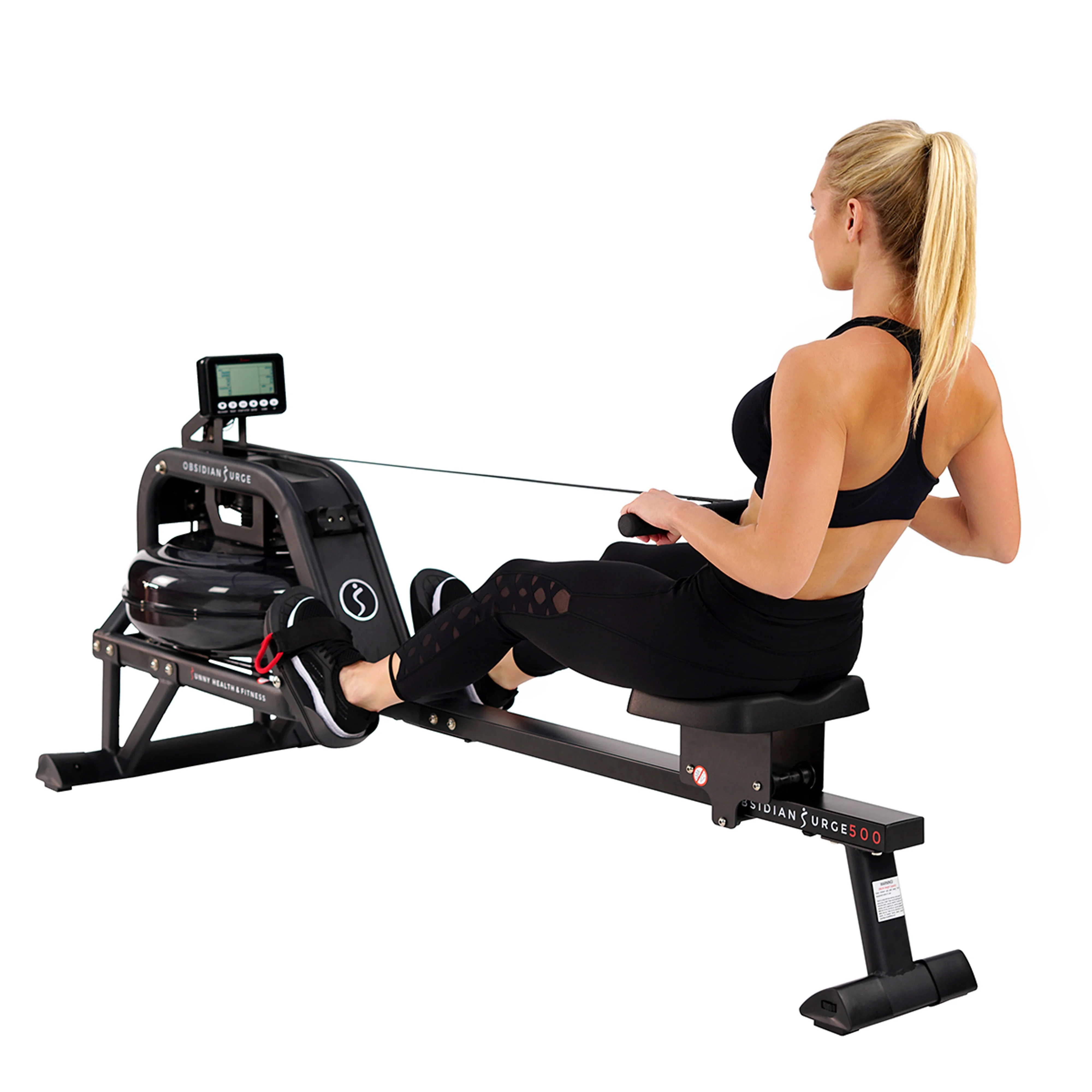 Sunny Health & Fitness Water Rowing Machine Rower w/LCD Monitor - Obsidian SF-RW5713