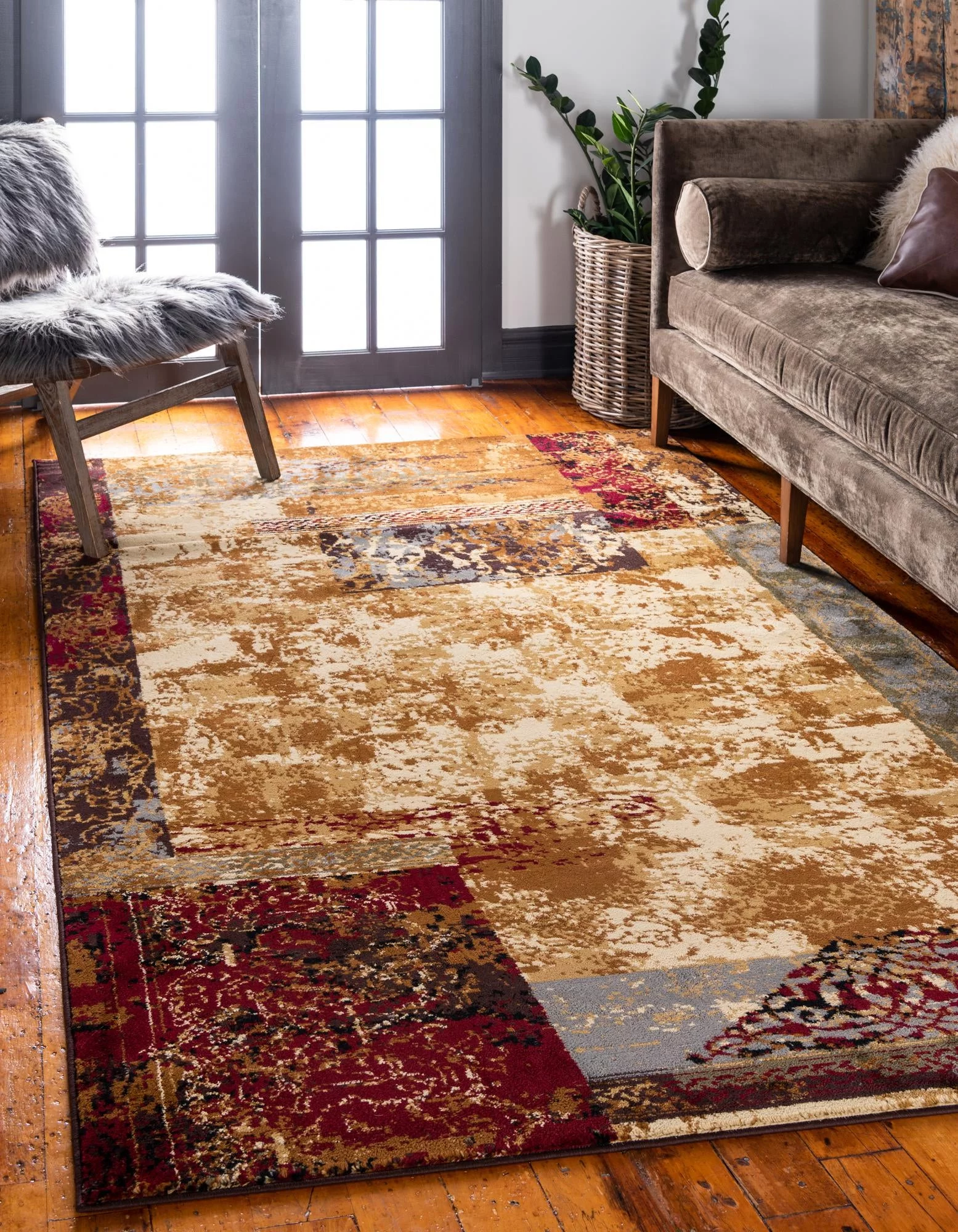 Unique Loom Arusha Barista Rug Beige/Black 9' x 12' Rectangle Geometric Contemporary Perfect For Living Room Bed Room Dining Room Office
