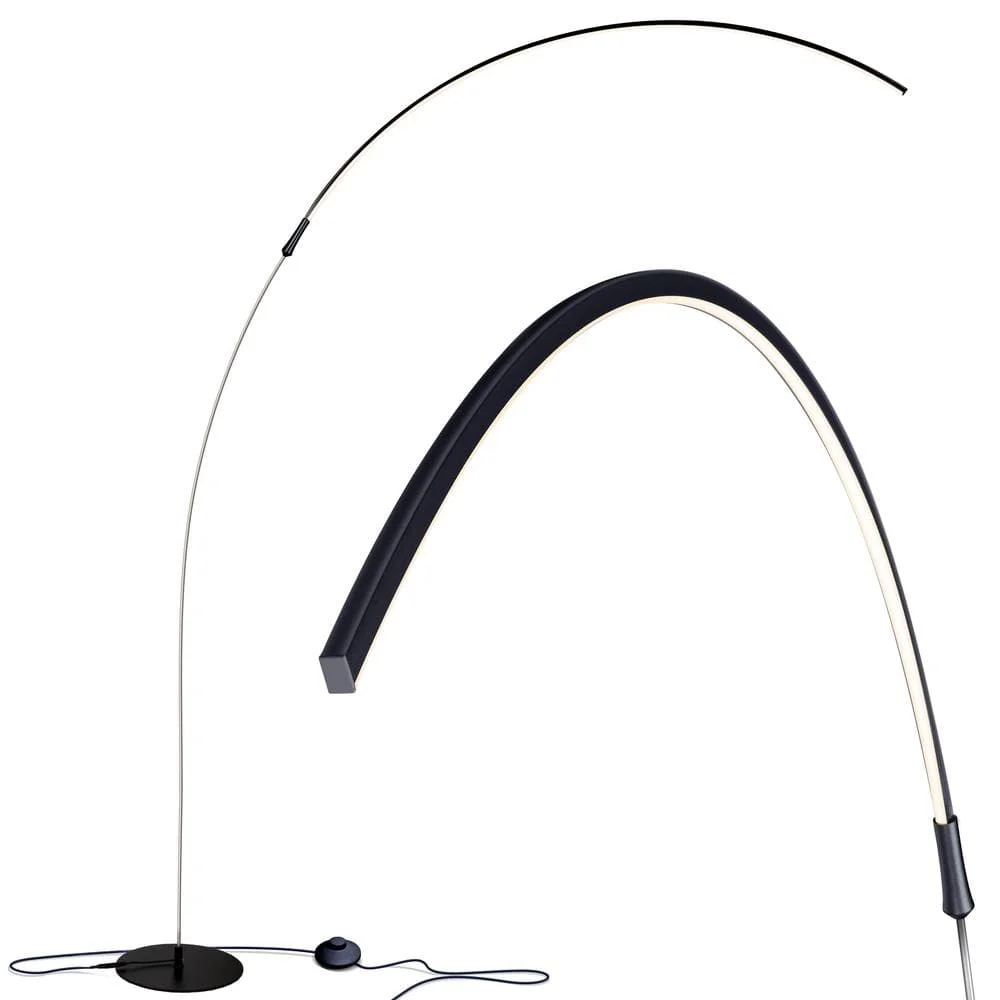 Sparq Arc 67 in. Classic Black Industrial 1-Light LED Energy Efficient Floor Lamp with Built-In 3-Way Dimmer Function