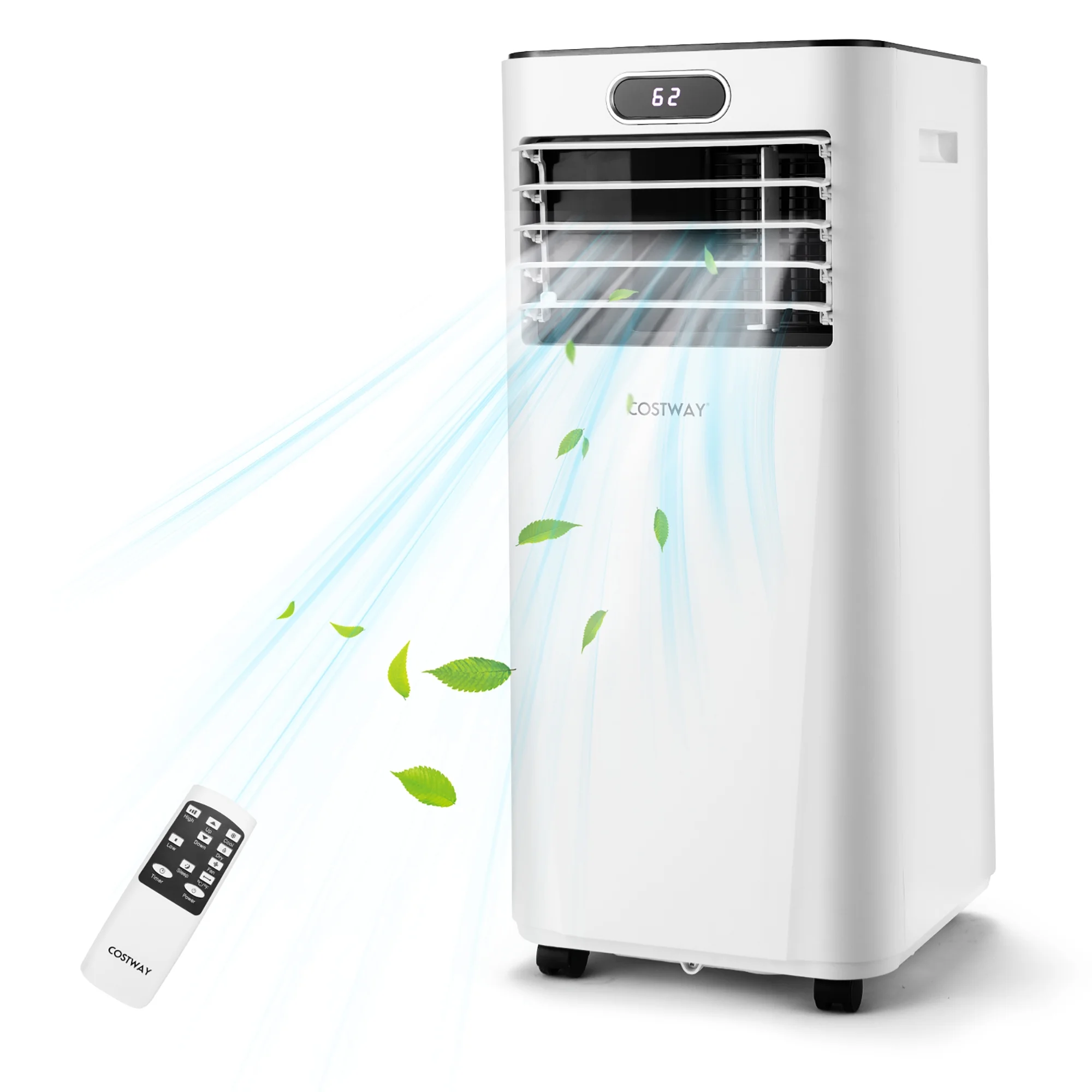 Costway 6000 BTU (10000 BTU ASHRAE) Portable Air Conditioner w/ Remote Control 3-in-1 Air Cooler w/ Drying White