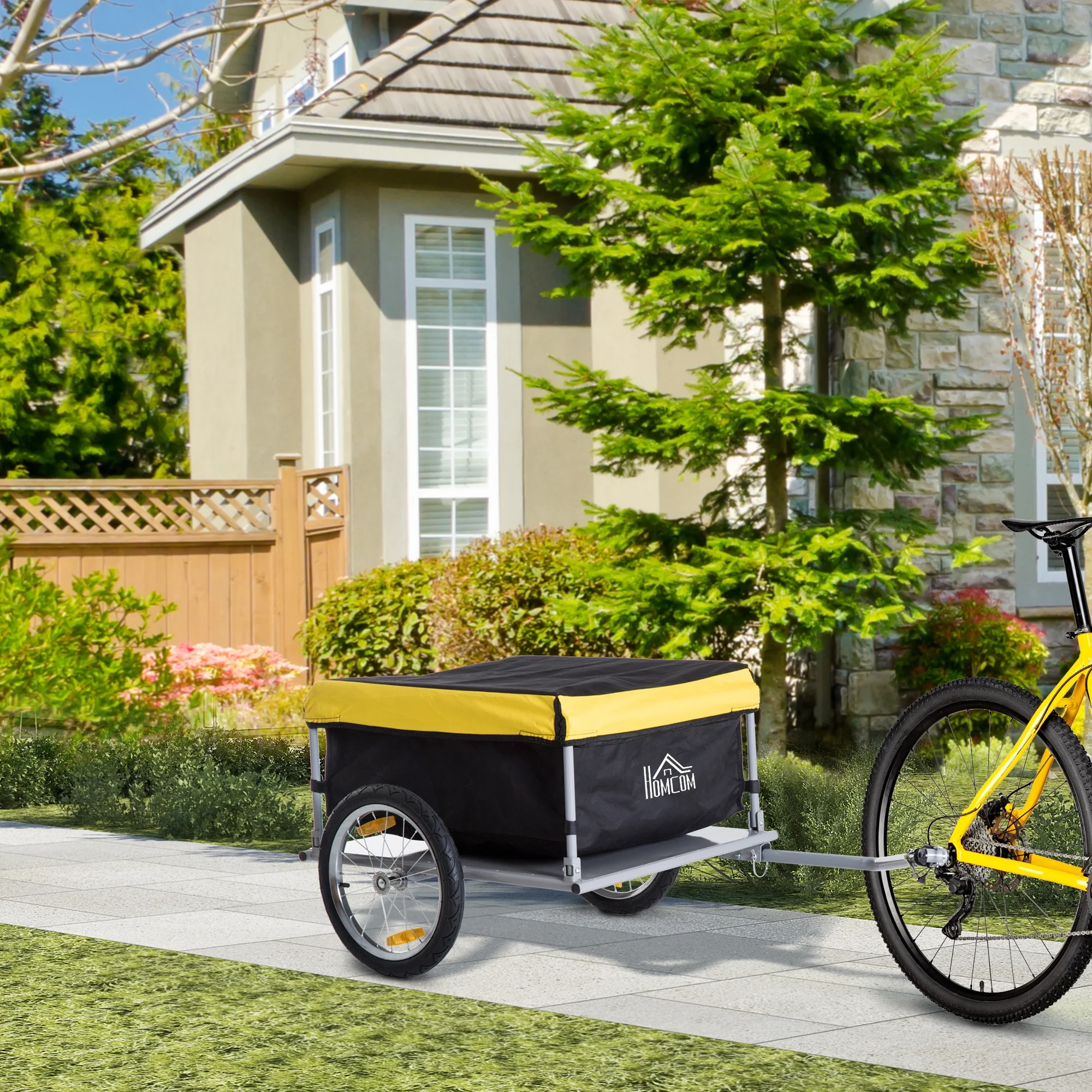 Aosom Bicycle Cargo Trailer, Two-Wheel Bike Luggage Wagon Trailer with Removable Cover, Fits 20