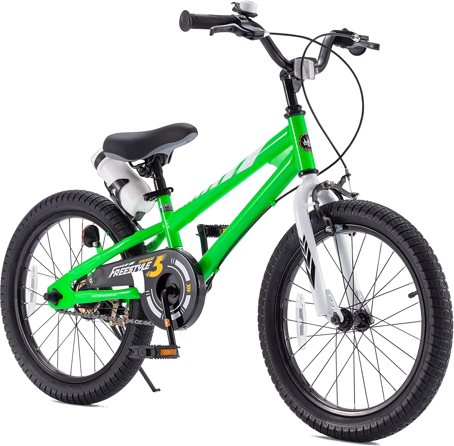Royalbaby Freestyle 18 In. Green Kids Bike Boys and Girls Bike with Training wheels and Water Bottle