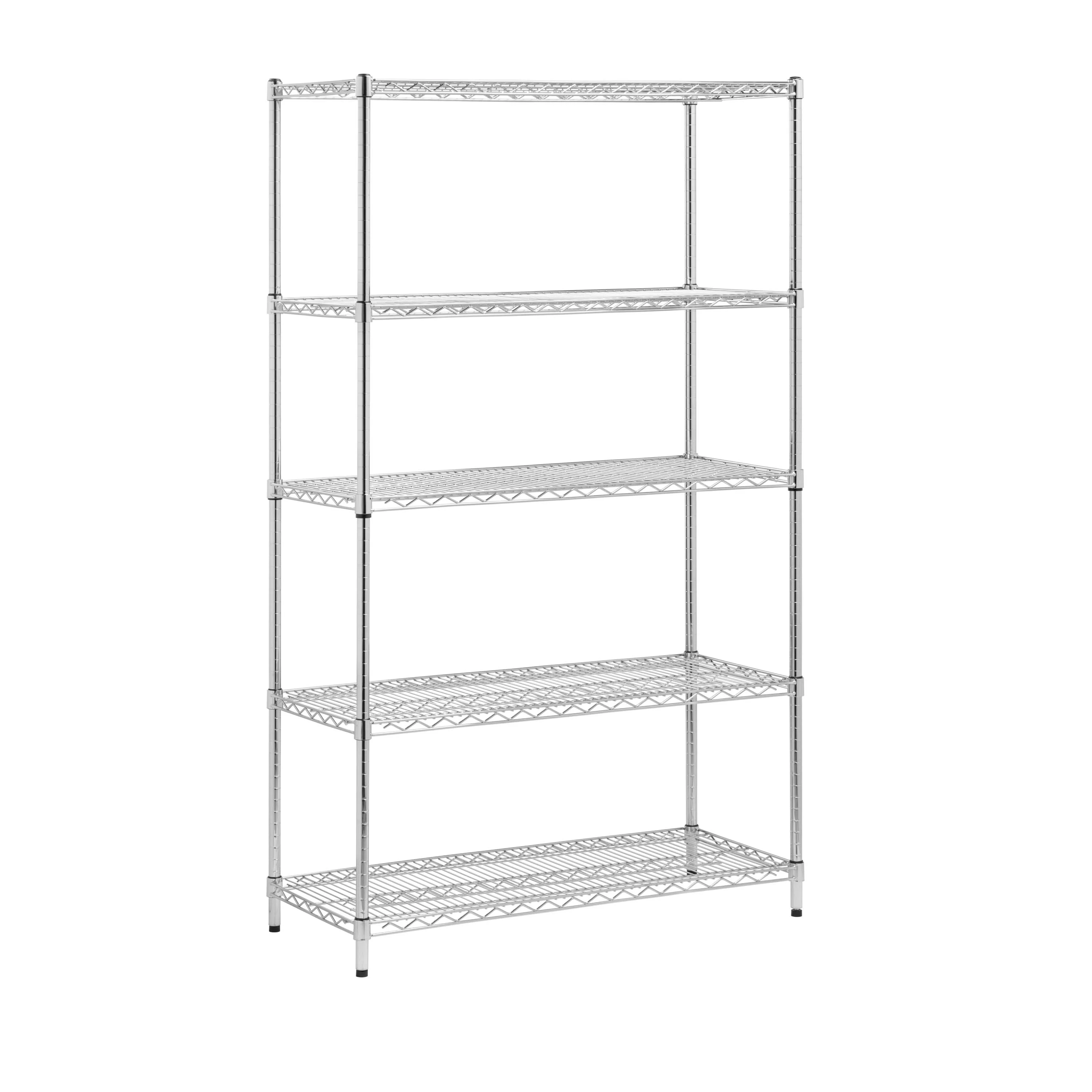 Honey-Can-Do 5-Shelf Steel Adjustable Storage Shelves, Chrome, Holds up to 800 lb per Shelf