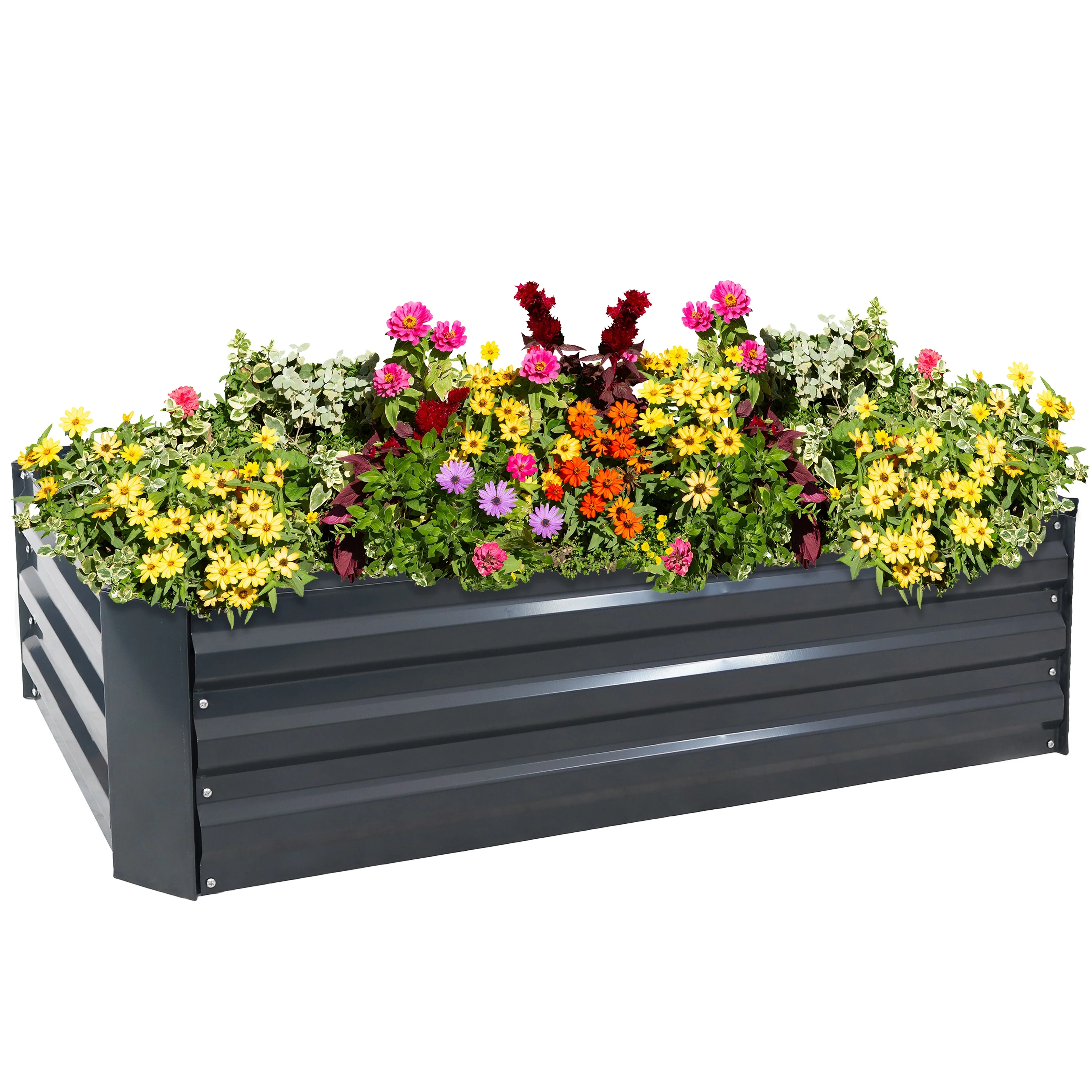 Sunnydaze Galvanized Steel Raised Garden Bed - Rectangle - 48