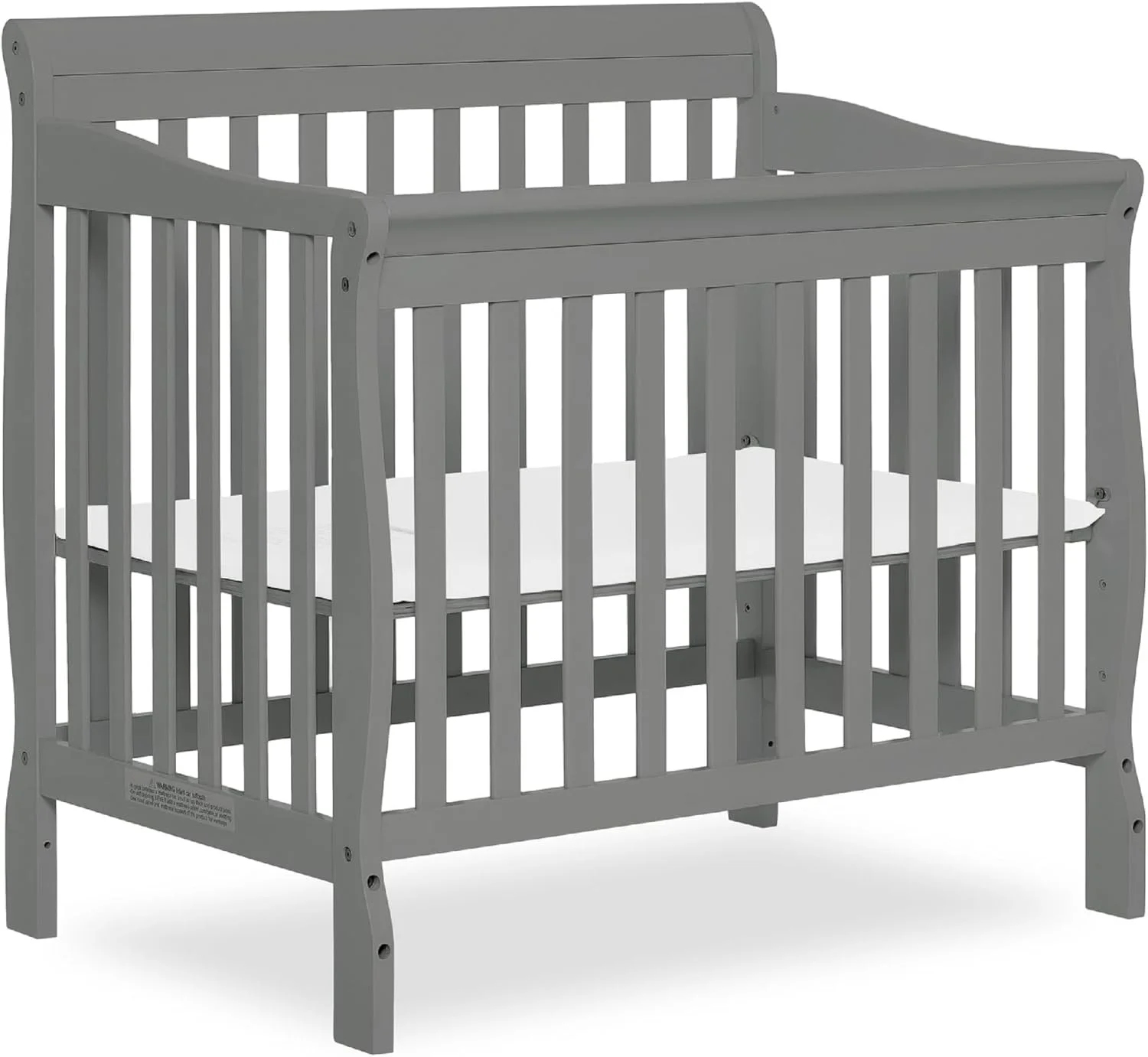 Aden 4-in-1 Convertible Mini Crib In Steel Grey, Greenguard Gold Certified, Non-Toxic Finish, New Zealand Pinewood, With 3 Mattress Height Settings
