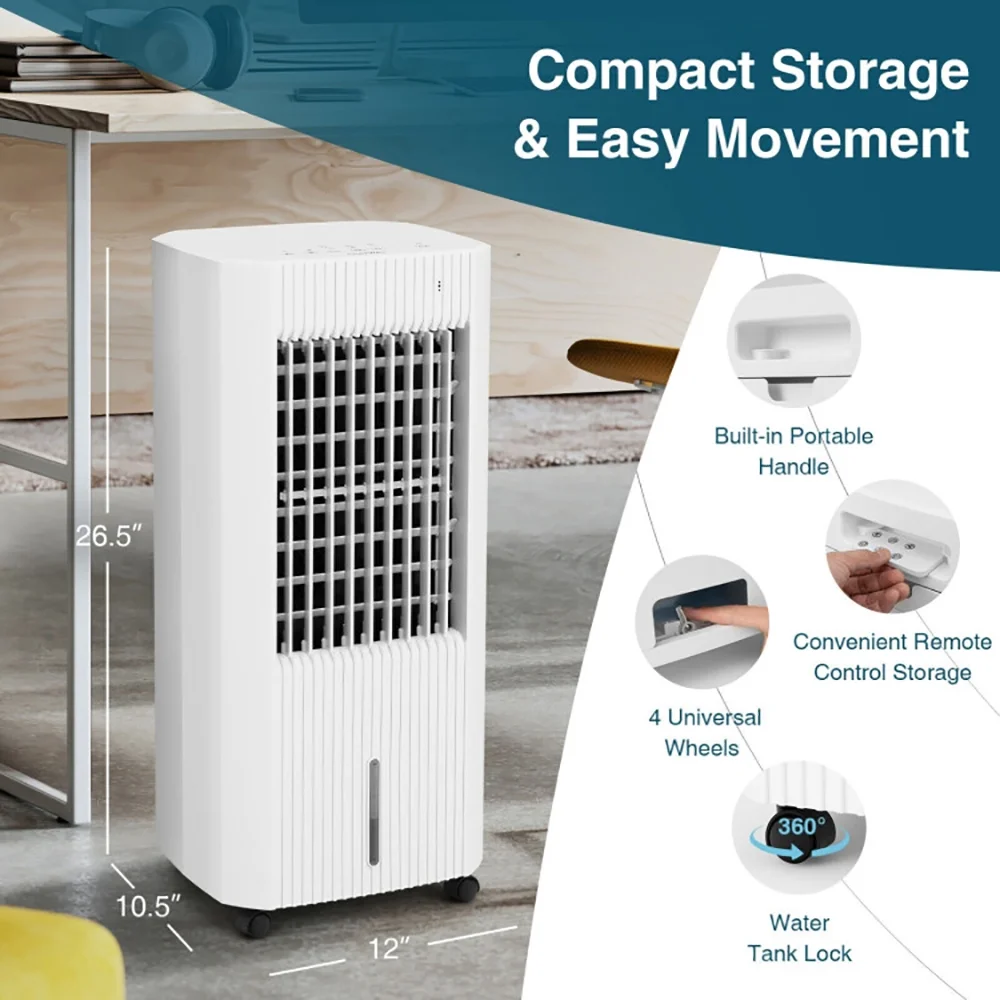 Canddidliike 3-in-1 Evaporative Air Cooler with 3 Modes-White, Small Air Conditioner for Bedroom Office