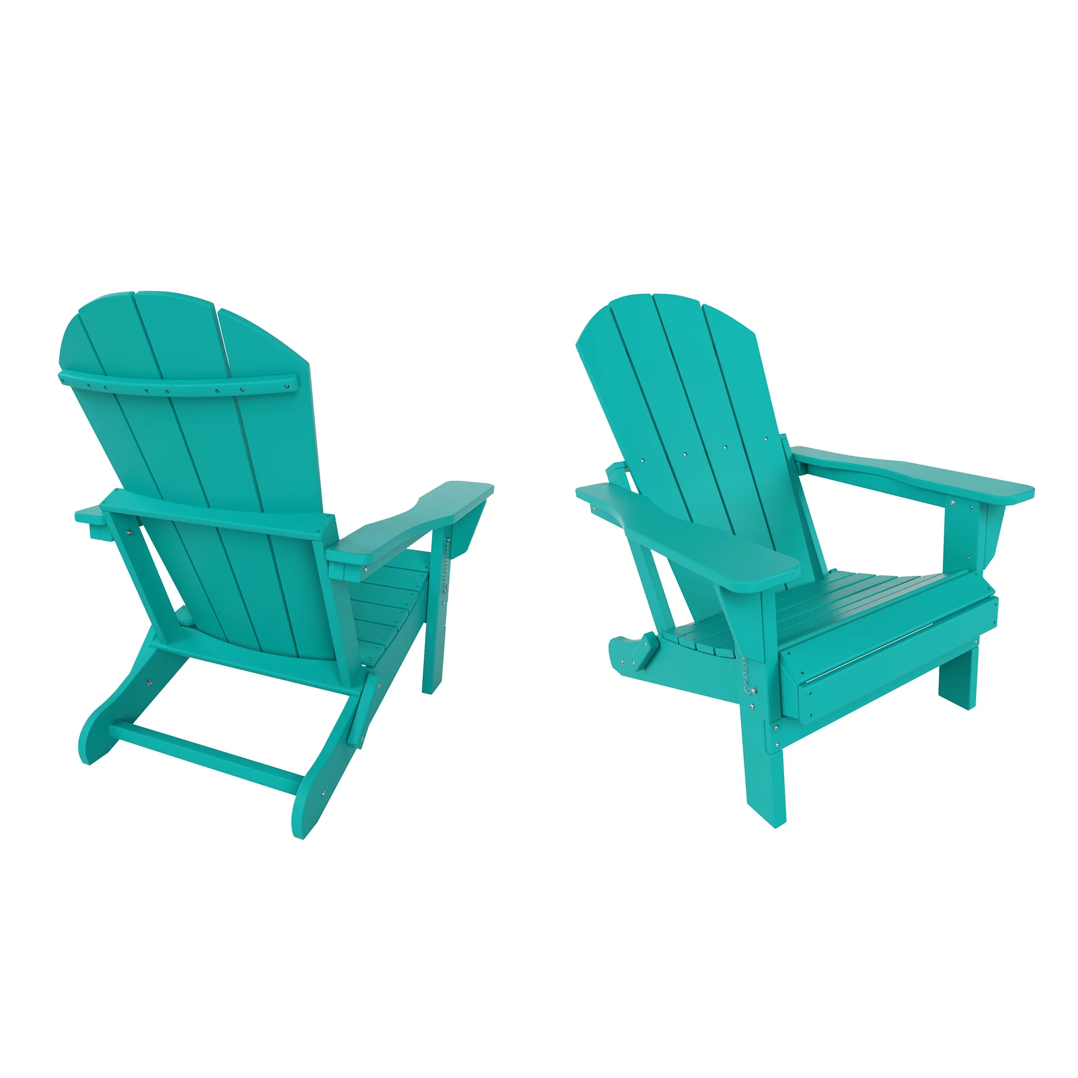 Costaelm Paradise Classic Adirondack Folding Adjustable Chair Outdoor Patio, HDPE, Weather Resistant, (Set of 2), Turquoise