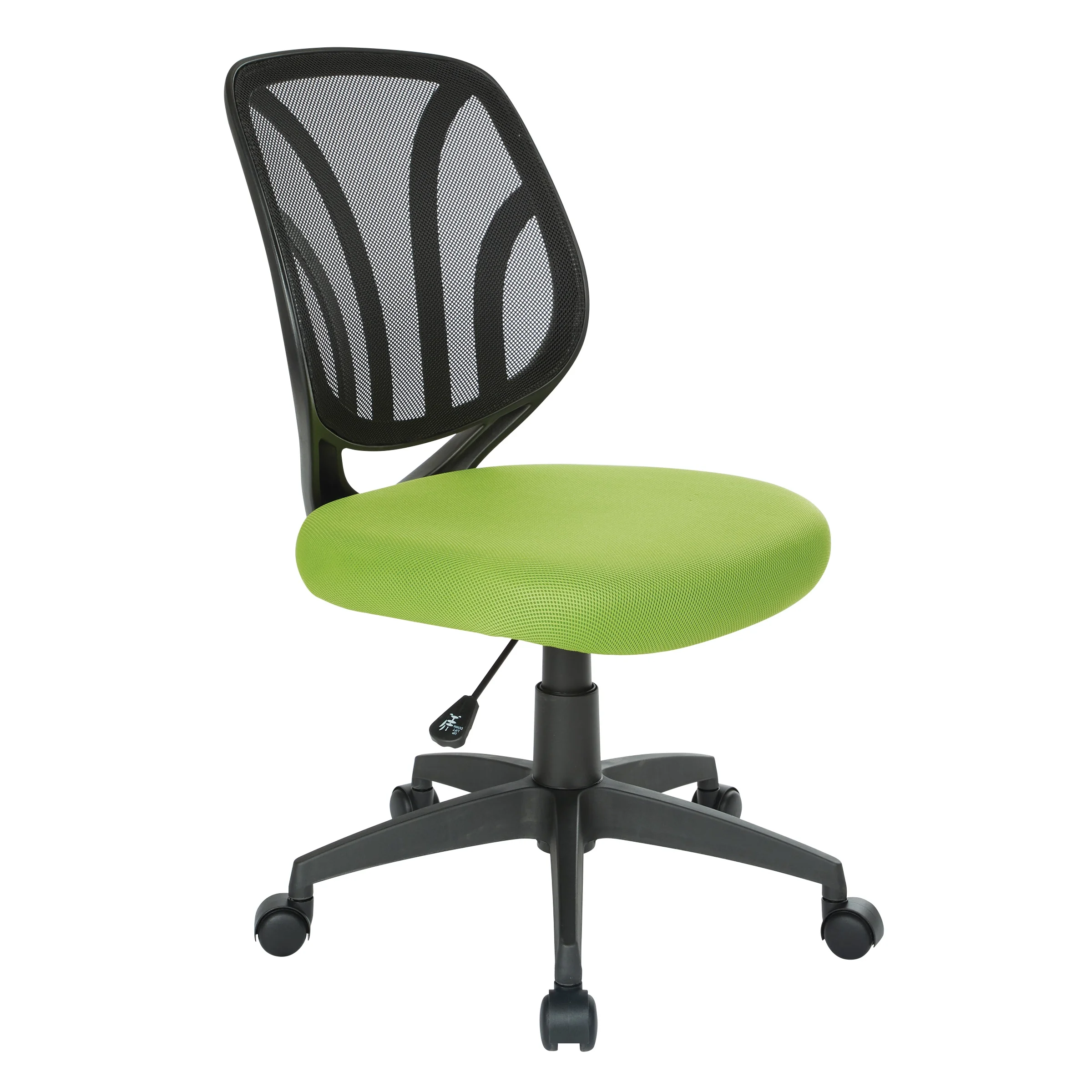 Office Star Products Screen Back Chair with Green Mesh, Flip Arms, and Silver Accents