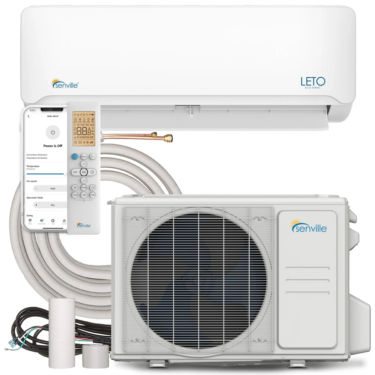 Senville 9000 BTU Mini Split Air Conditioner Heat Pump, Leto Series, 110/120V, Works with Alexa, White