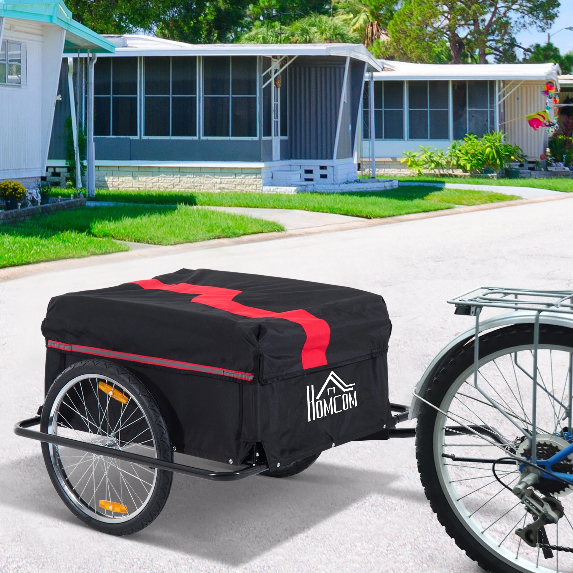 Aosom Bicycle Cargo Trailer, Two-Wheel Bike Luggage Wagon Trailer with Removable Cover, Fits 22