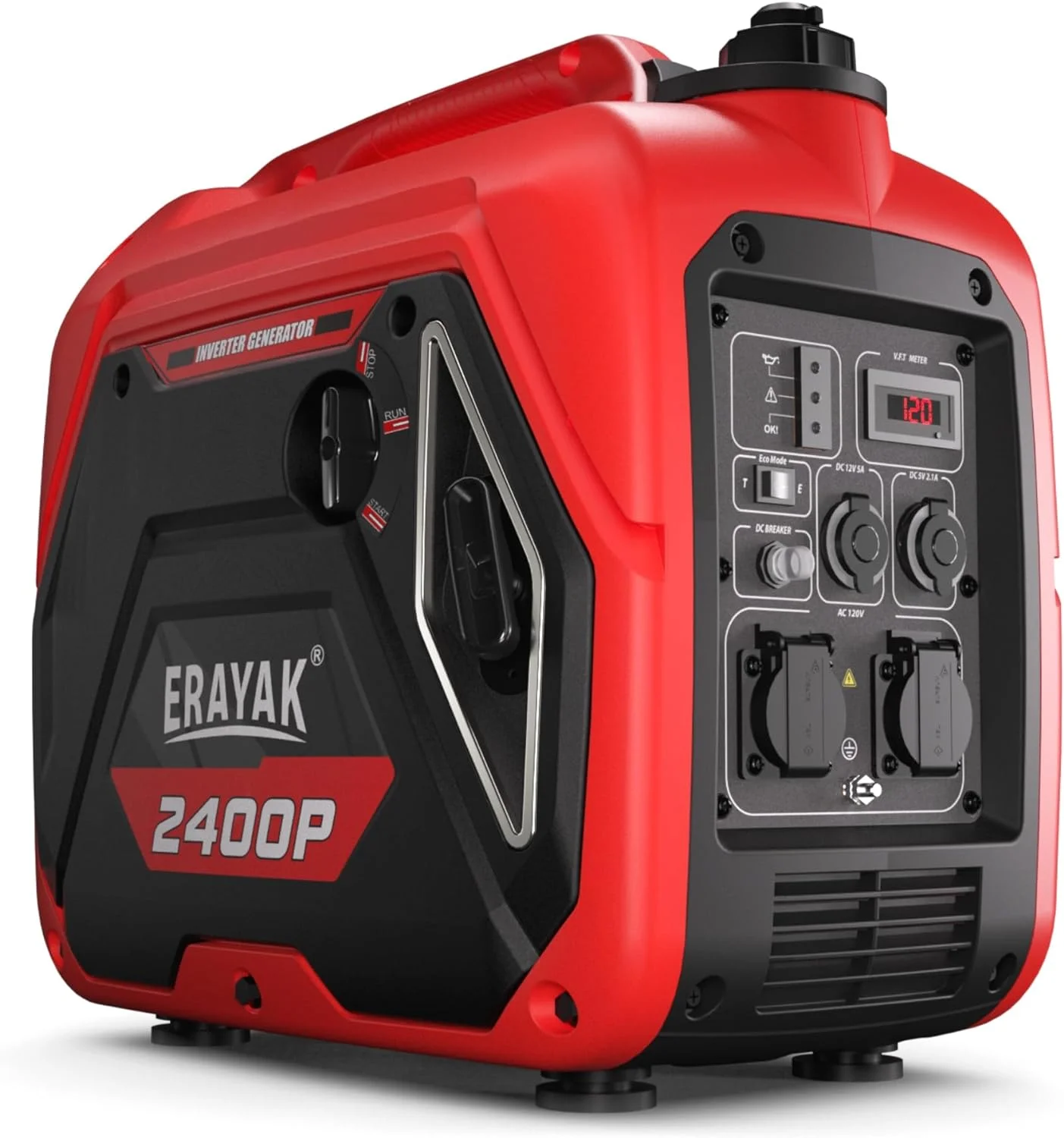 Erayak Portable Inverter Generator 2400W, Super Quiet, For RV, Camping & Home Backup Fuel Gasoline