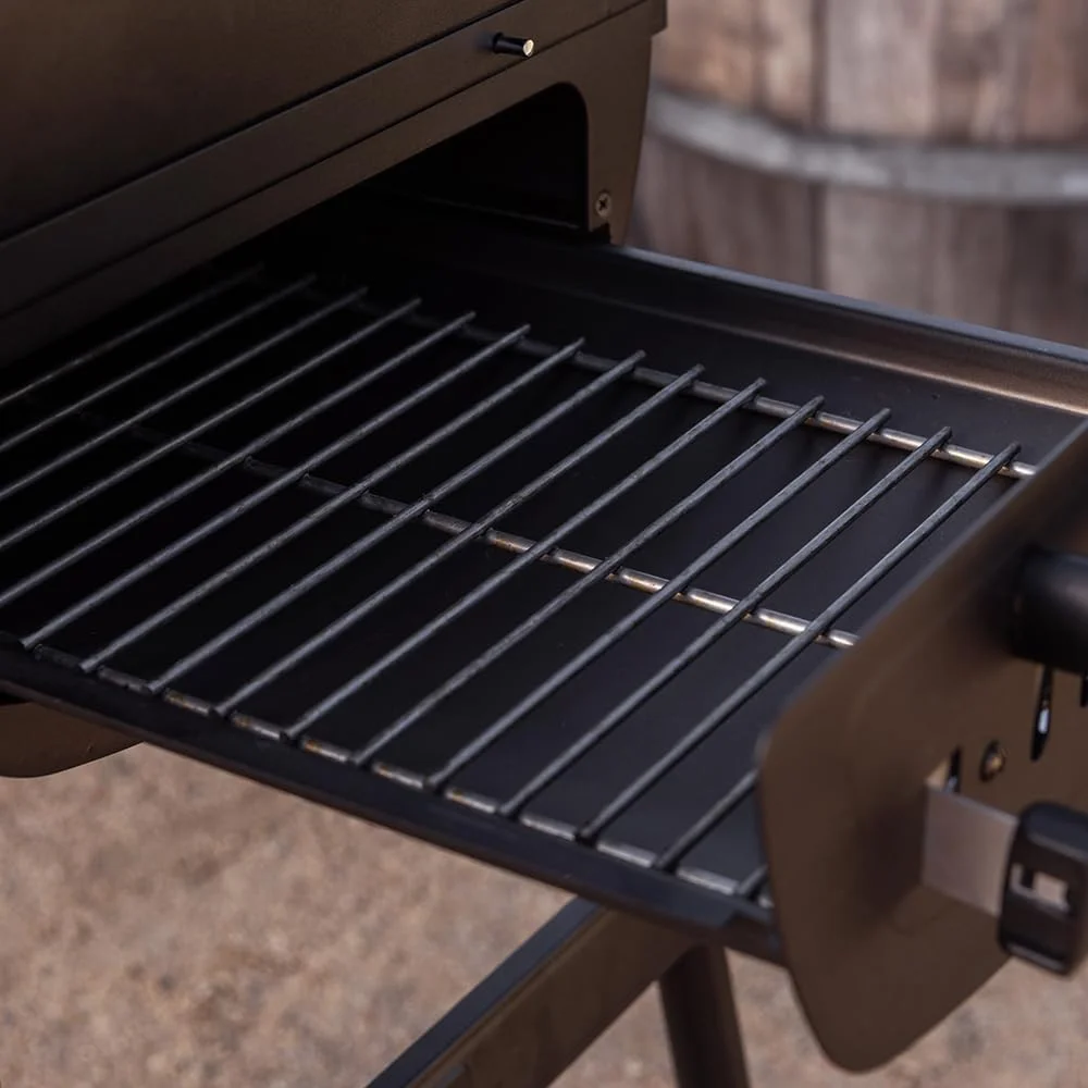 17.5 Charcoal Barrel BBQ Grill with Side Shelf, Barbecue Grill, for Outdoor Cooking, Camping, Patio, Garden, Backyard, Black, 810-0063