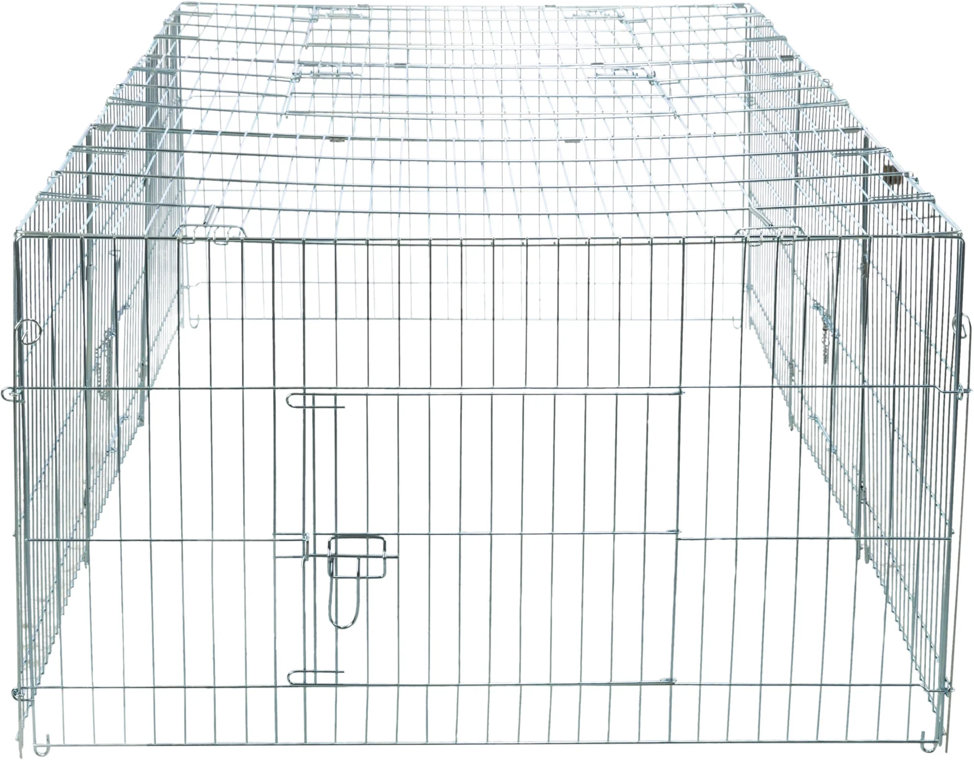TRIXIE Enclosed Outdoor 55 cu. Ft. Galvanized Metal Small Animal Cage with 5 Doors, Silver