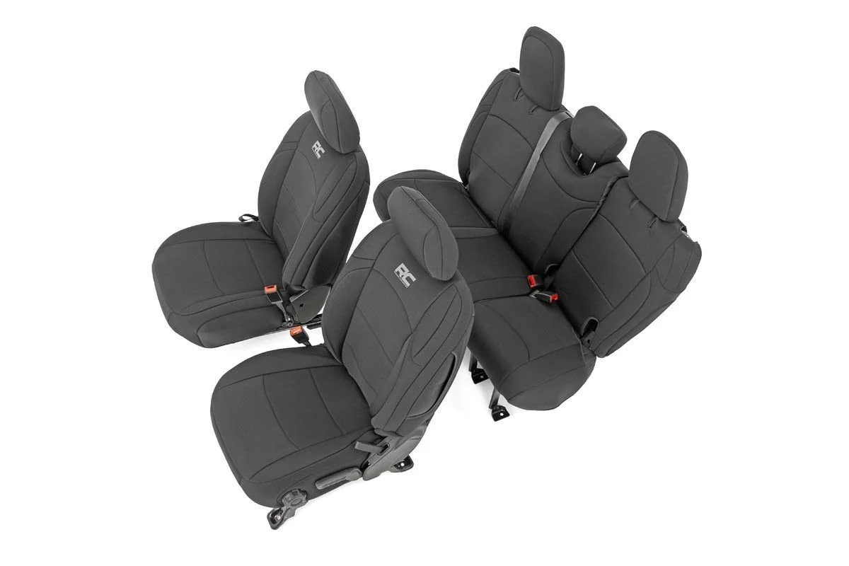 Rough Country Neoprene Seat Cover (fits) 2018-2020 Jeep Wrangler JL | 4DR | Rear Center Armrest | 1st/2nd Row | 91012