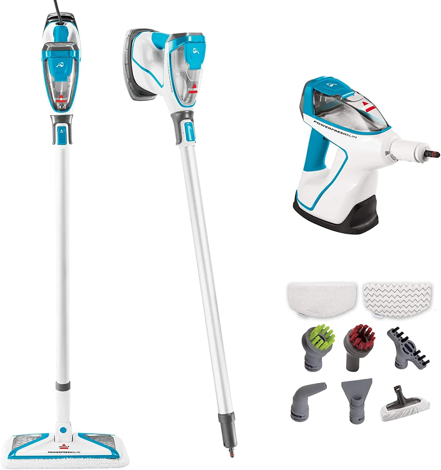 BISSELL 2075A Power Fresh Slim Hard Wood Floor Steam Cleaner System, Steam Mop, Handheld Steamer, Scrubbing Tools and Clothing Steamer Tool