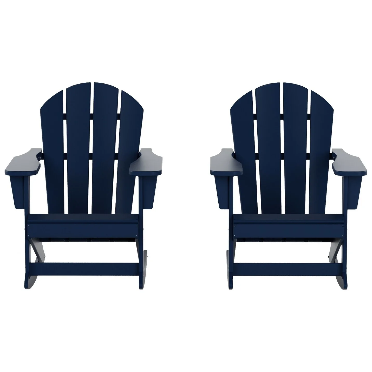 Polytrends Laguna Recycled Poly Outdoor Adirondack Rocking Chair (Set of 2) Navy Blue