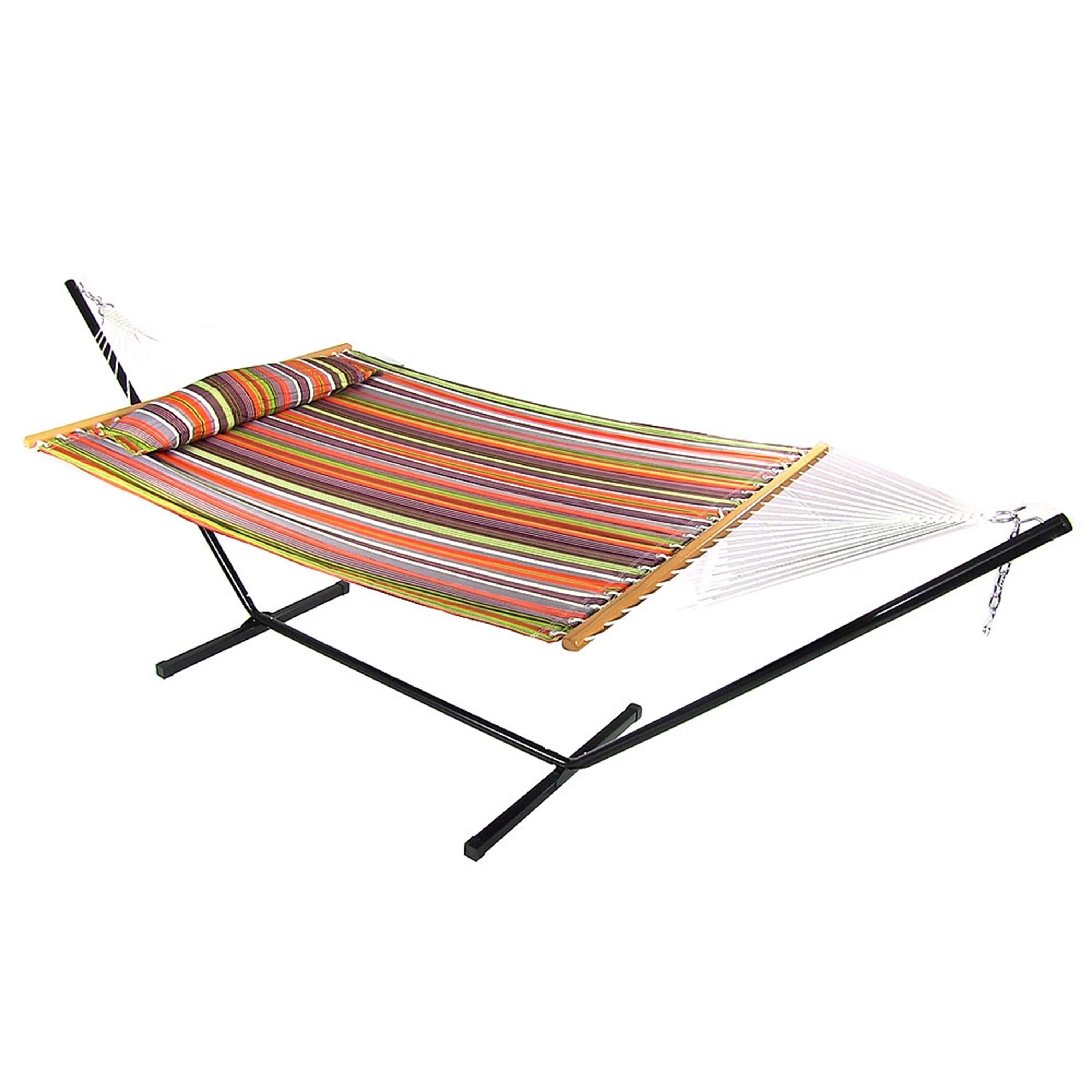 Sunnydaze 2-Person Freestanding Quilted Fabric Hammock with 12' Stand - Canyon Sunset