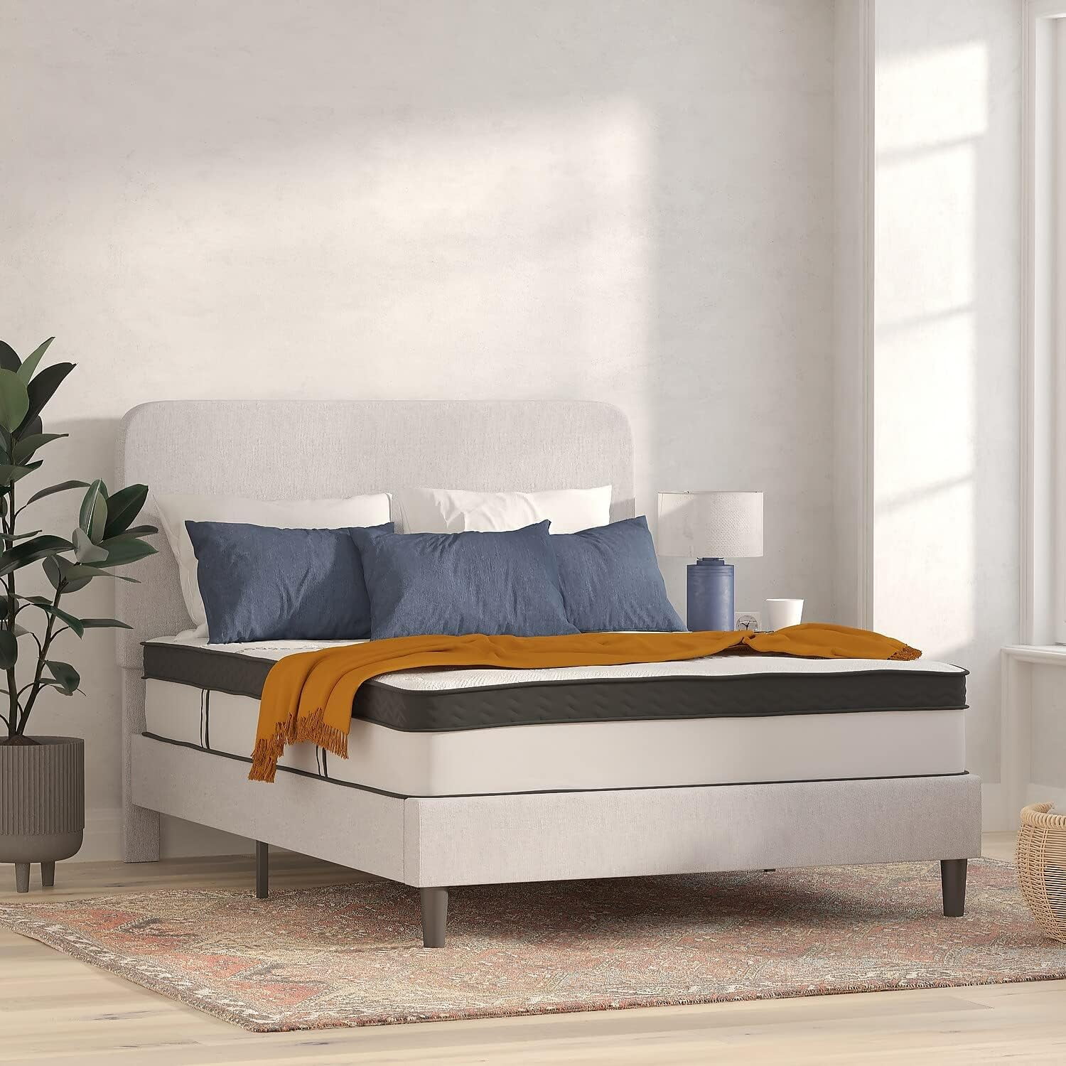 FJU Capri Comfortable Sleep 12 Inch CertiPUR-US Certified Hybrid Pocket Spring Mattress, Queen Mattress in a Box