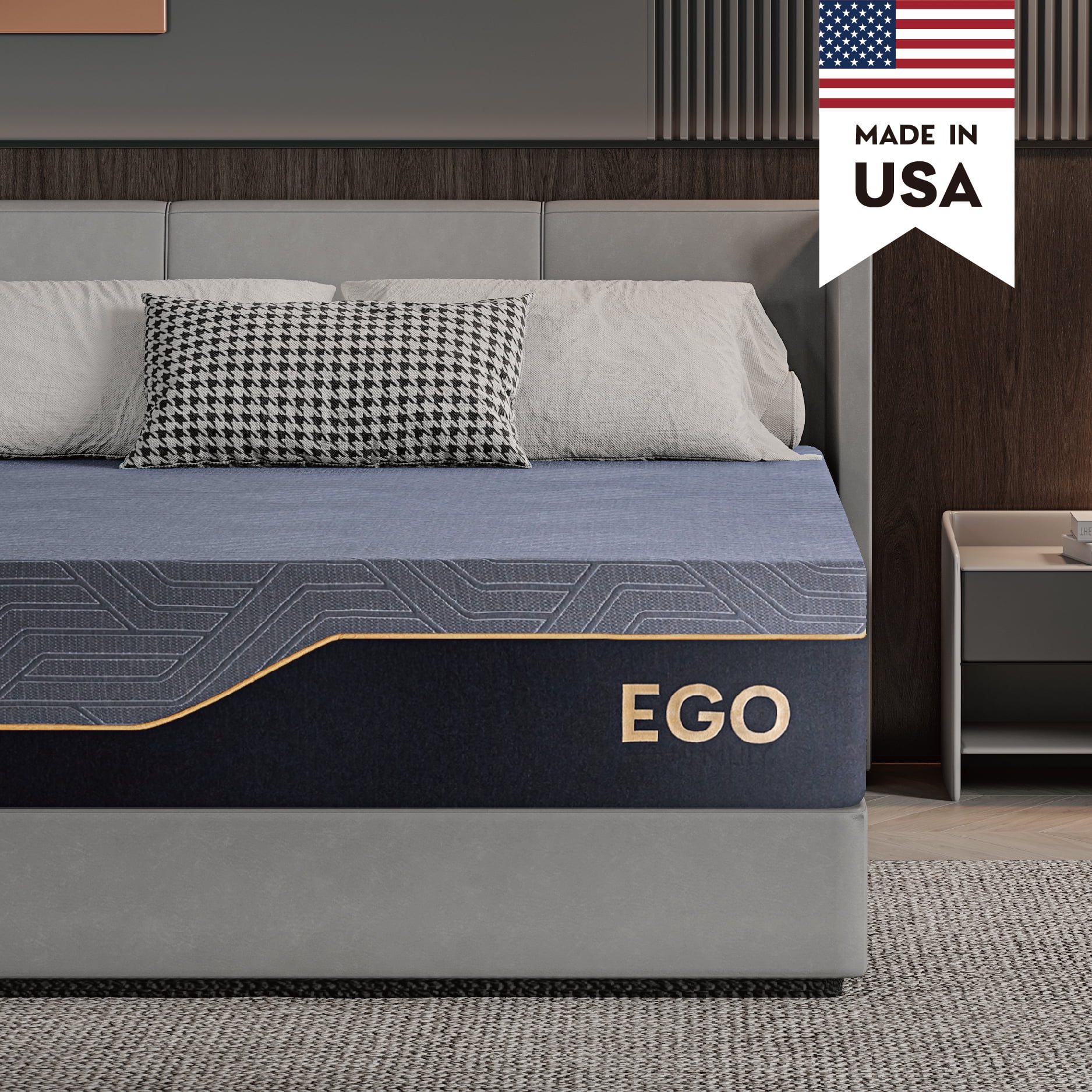 MLILY Ego Black 14 inch Twin XL Memory Foam Mattress, Gel Mattress in a Box, Medium