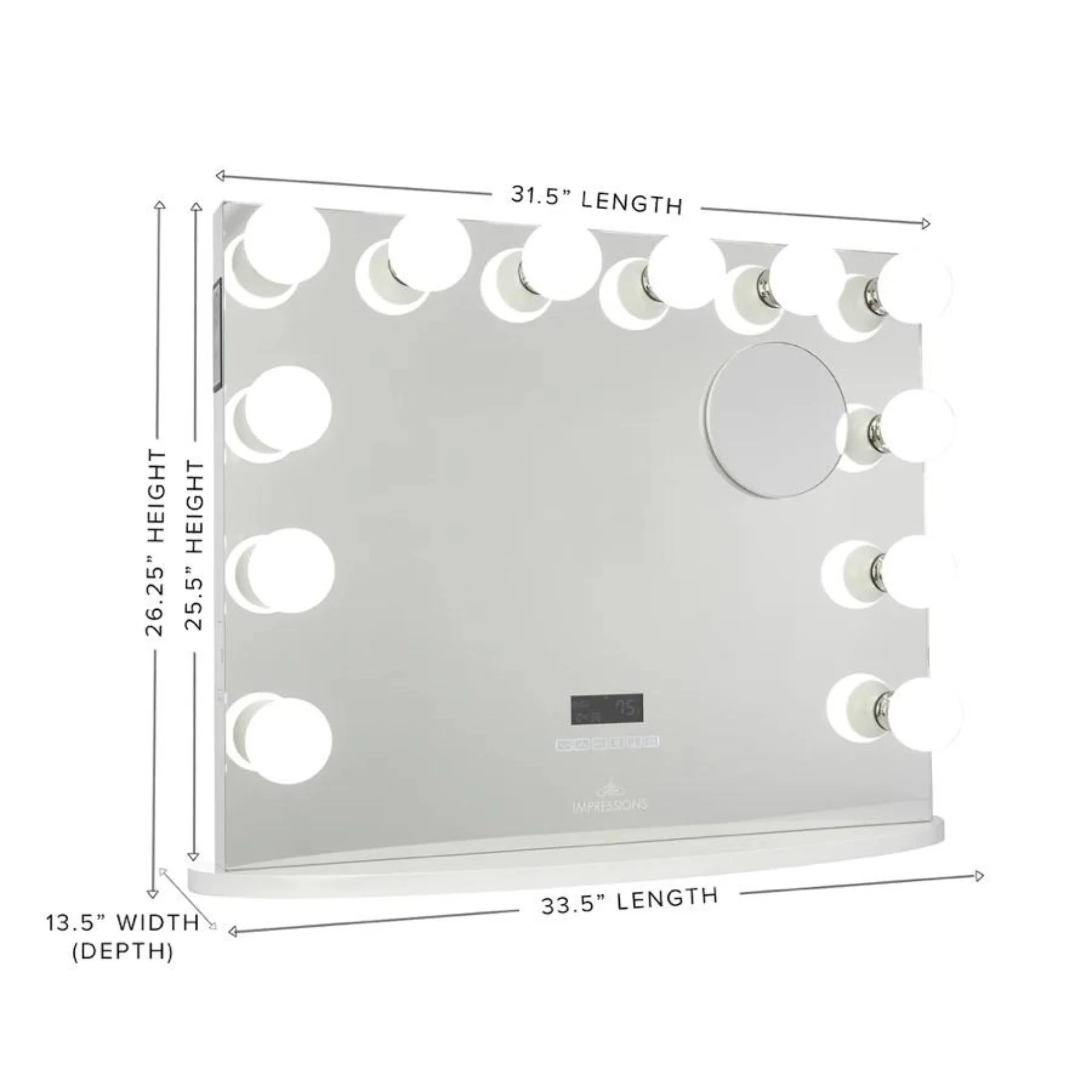 Impressions Vanity Hollywood Premiere Pro LED Makeup Mirror, Tabletop Wall Mount Vanity Mirror (Silver)