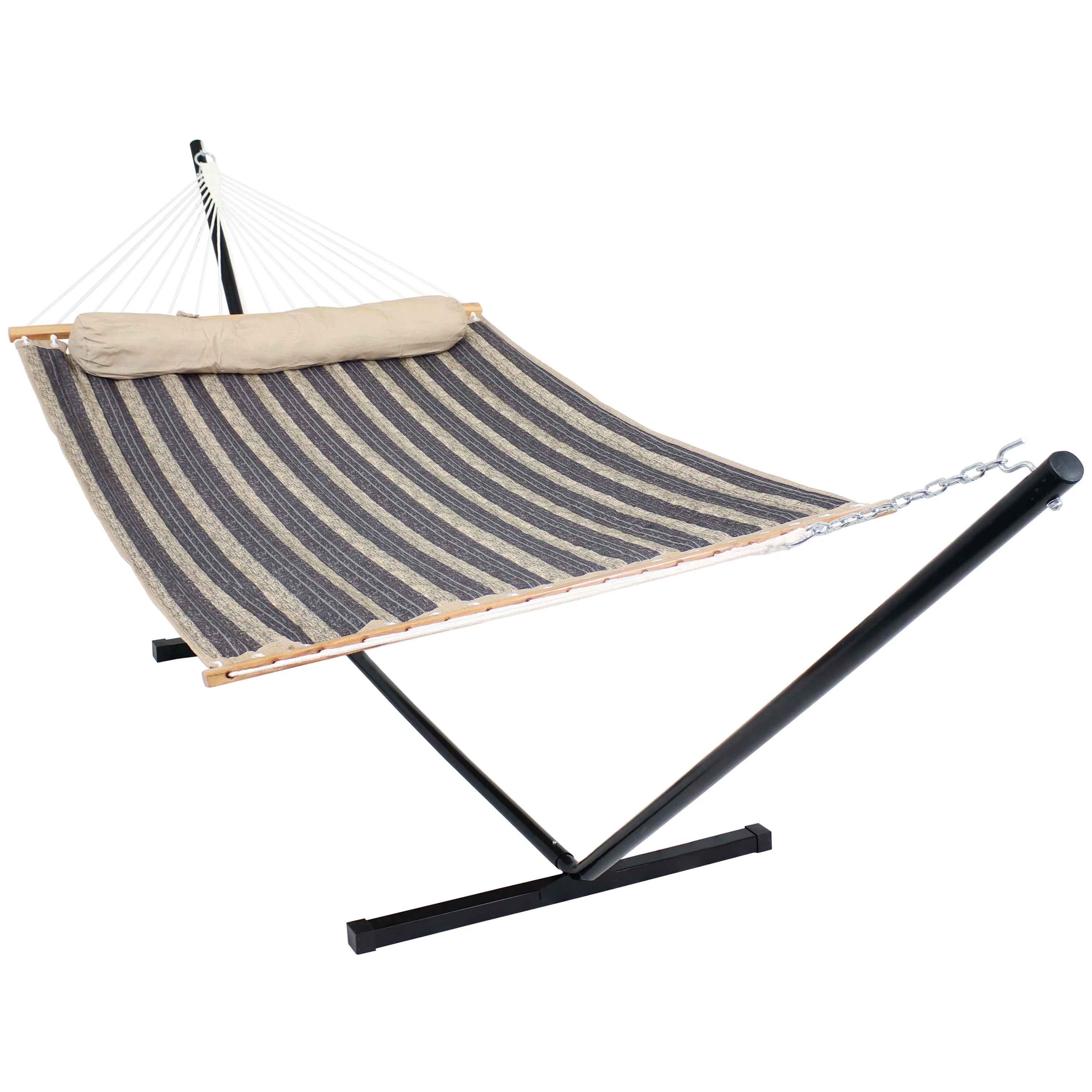 Sunnydaze 2-Person Freestanding Quilted Fabric Hammock with 12' Stand - Mountainside