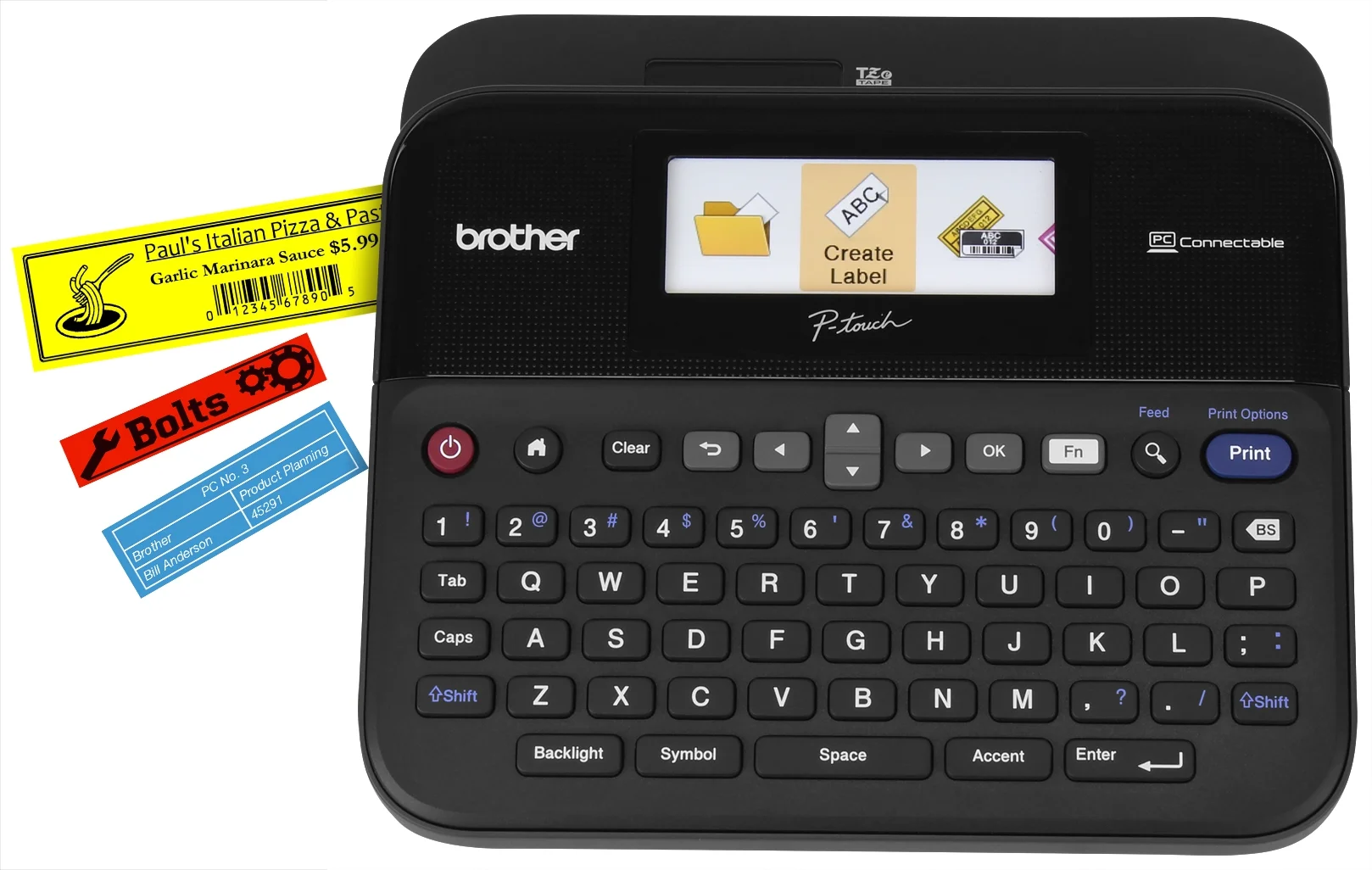Brother P-Touch PT-D600 PC-Connectable Label Maker with Color Display, Black - BRTPTD600