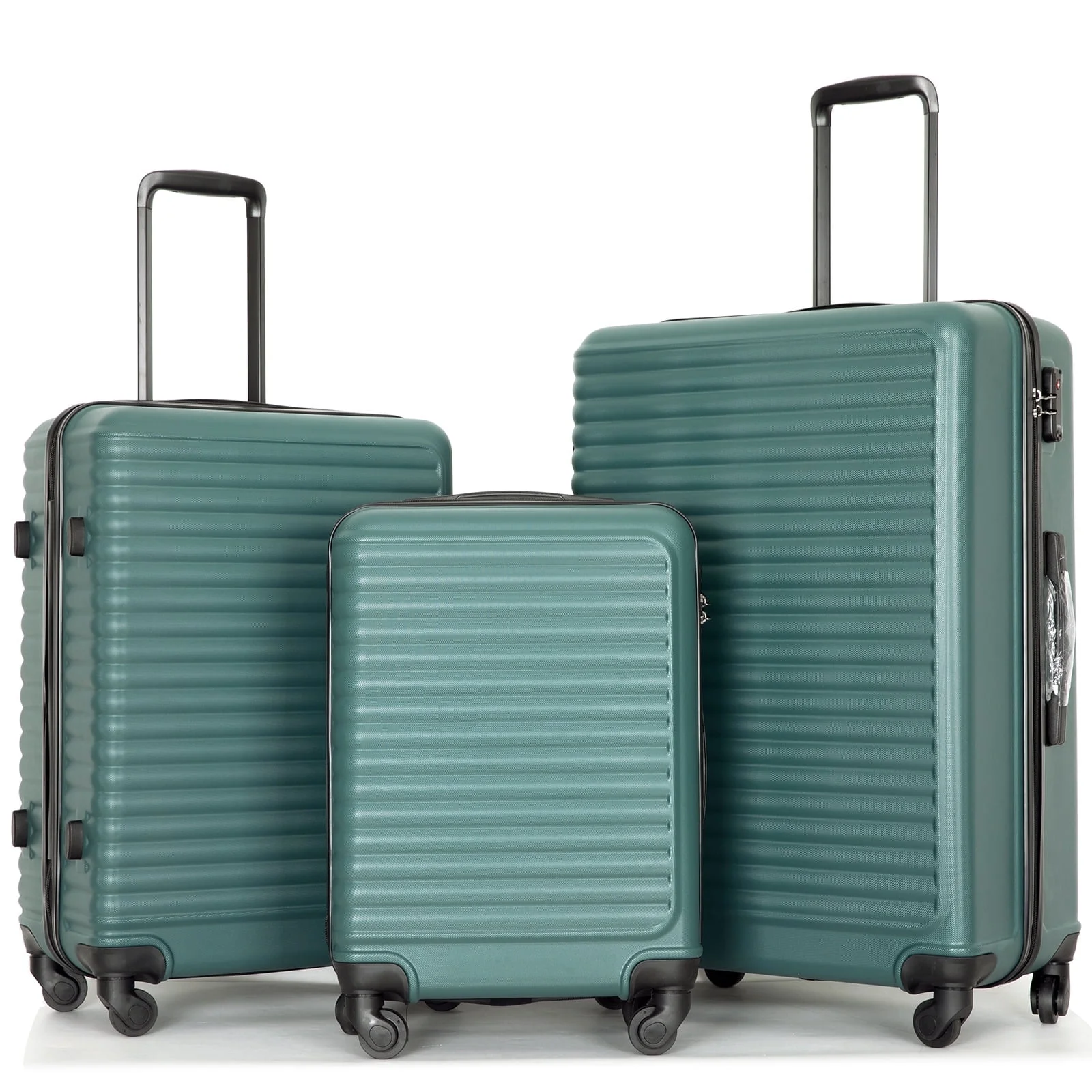 Travelhouse 3 Piece Hardside Luggage Set Hardshell Lightweight Suitcase with TSA Lock Spinner Wheels 20in24in28in.(Green)